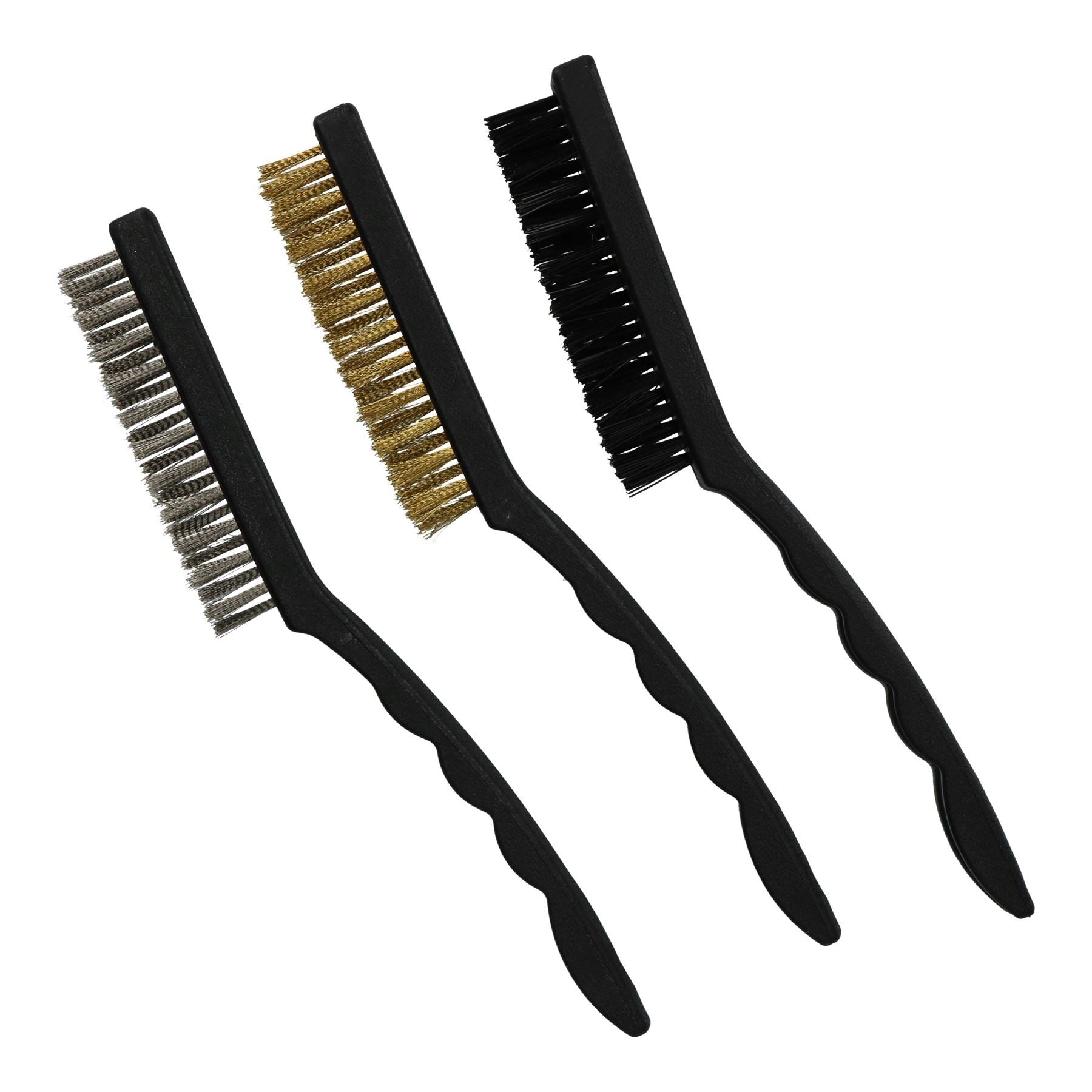 9" Handdrahtbürsten-Set aus Nylon, Messing, Stahl, Rost, Farbe, Schmutz, Schweißentfernung, 3-teilig
