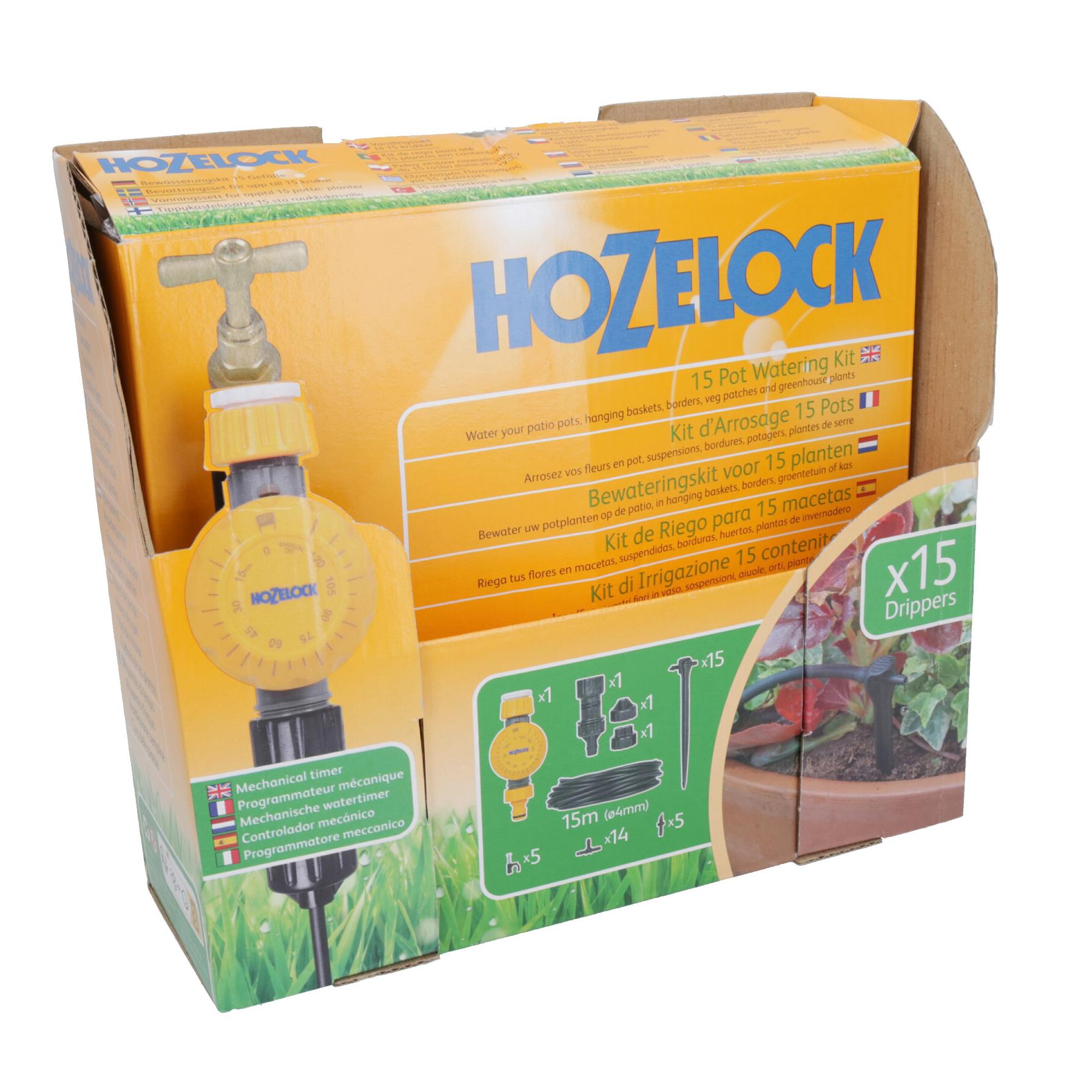 Easy Drip 15 Topf Automatische Abschaltung Gartenbewässerungsset Mikrobewässerung Hozelock