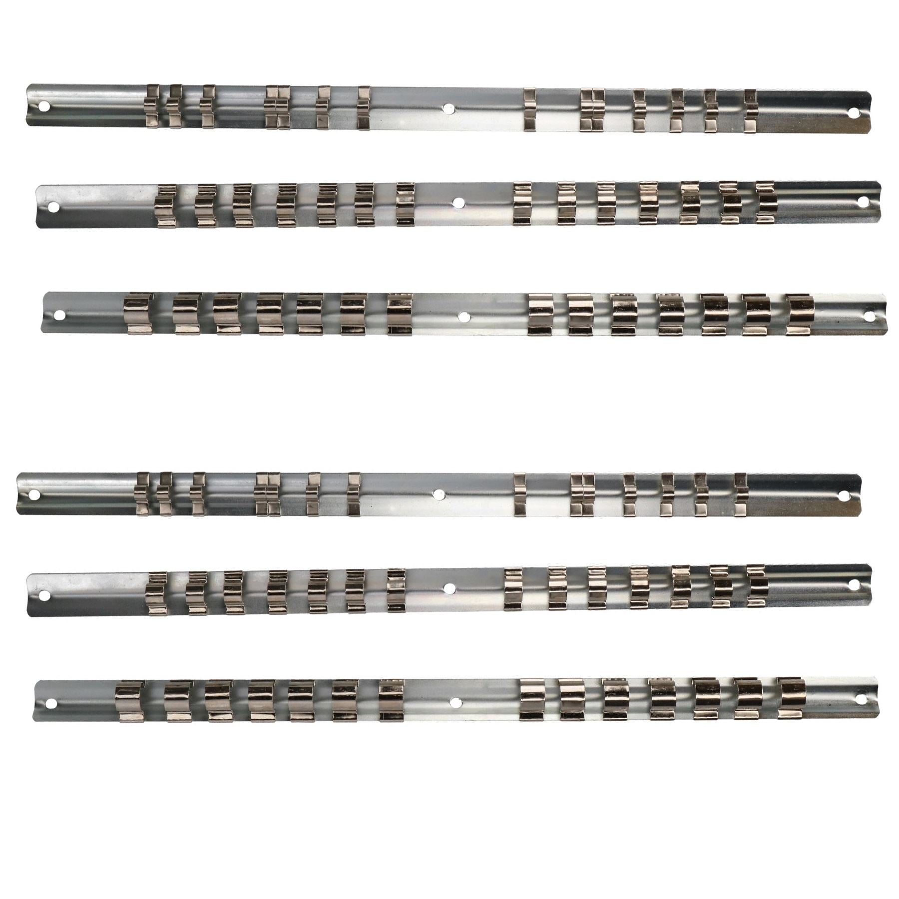 Lot de 6 rails de rangement pour douilles 1/4, 3/8 et 1/2 84 clips