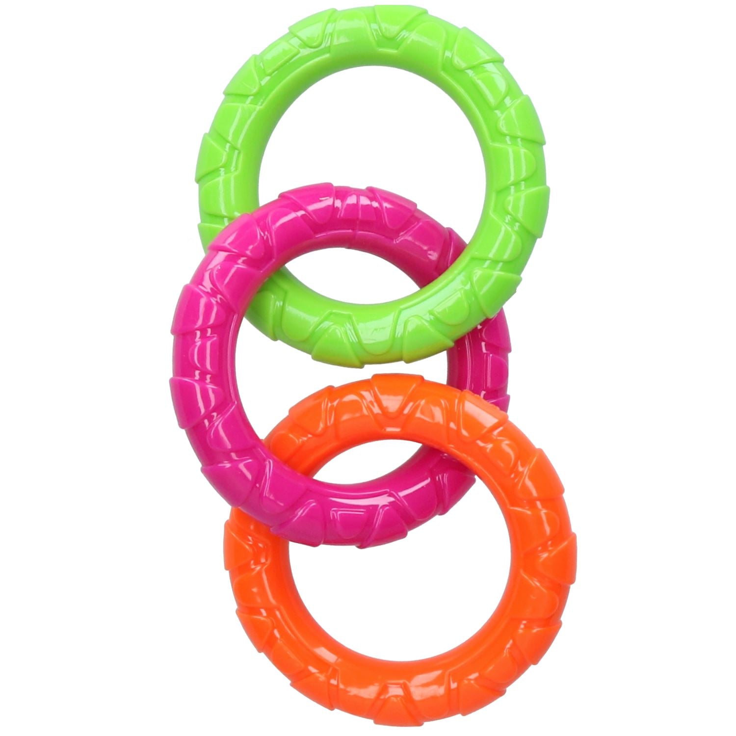 Jouet pour chien Dog Play Time avec anneaux en caoutchouc résistant multicolores de taille moyenne