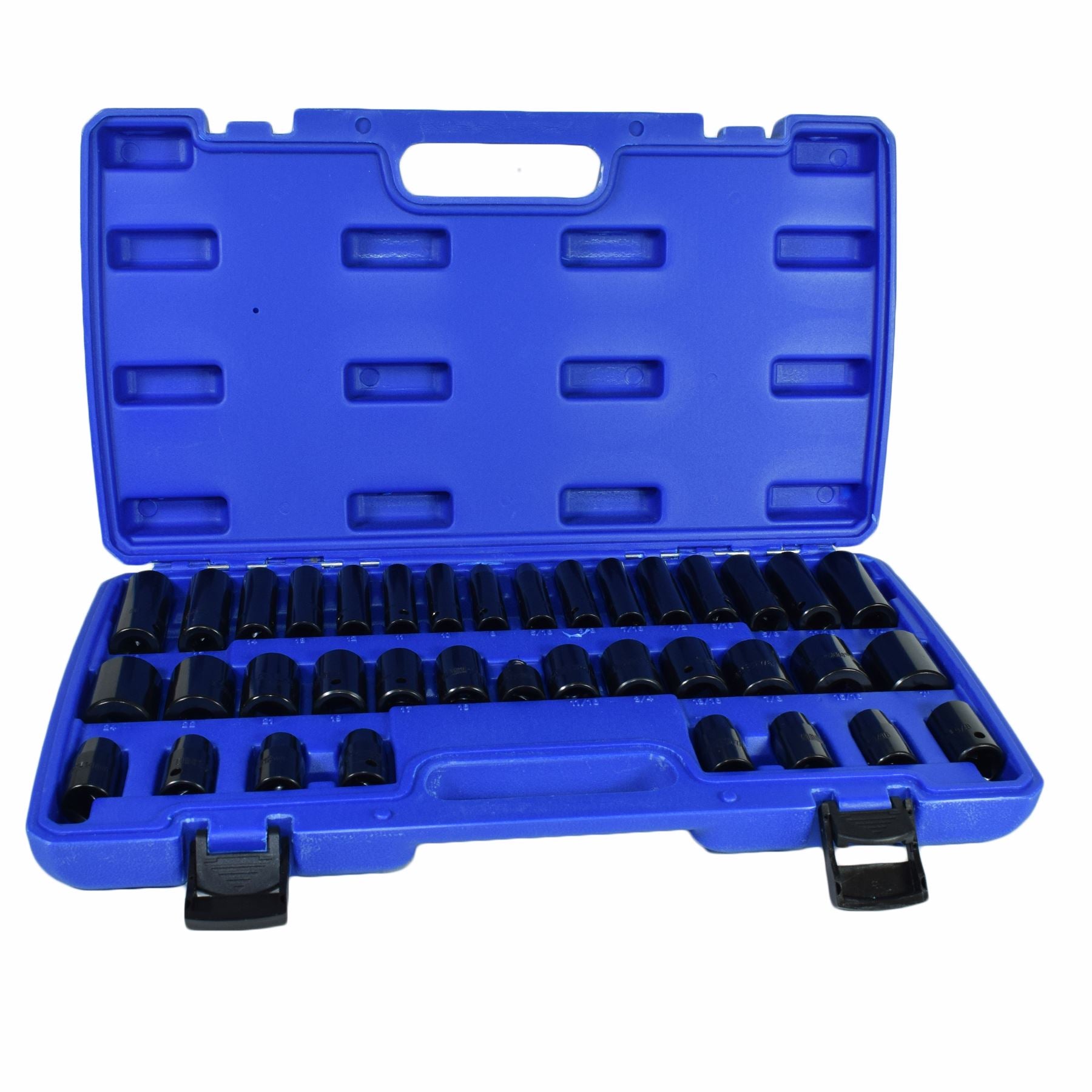 Douilles profondes SAE AF métriques et impériales 3/8" et 1/2" peu profondes 37 pièces Bergen