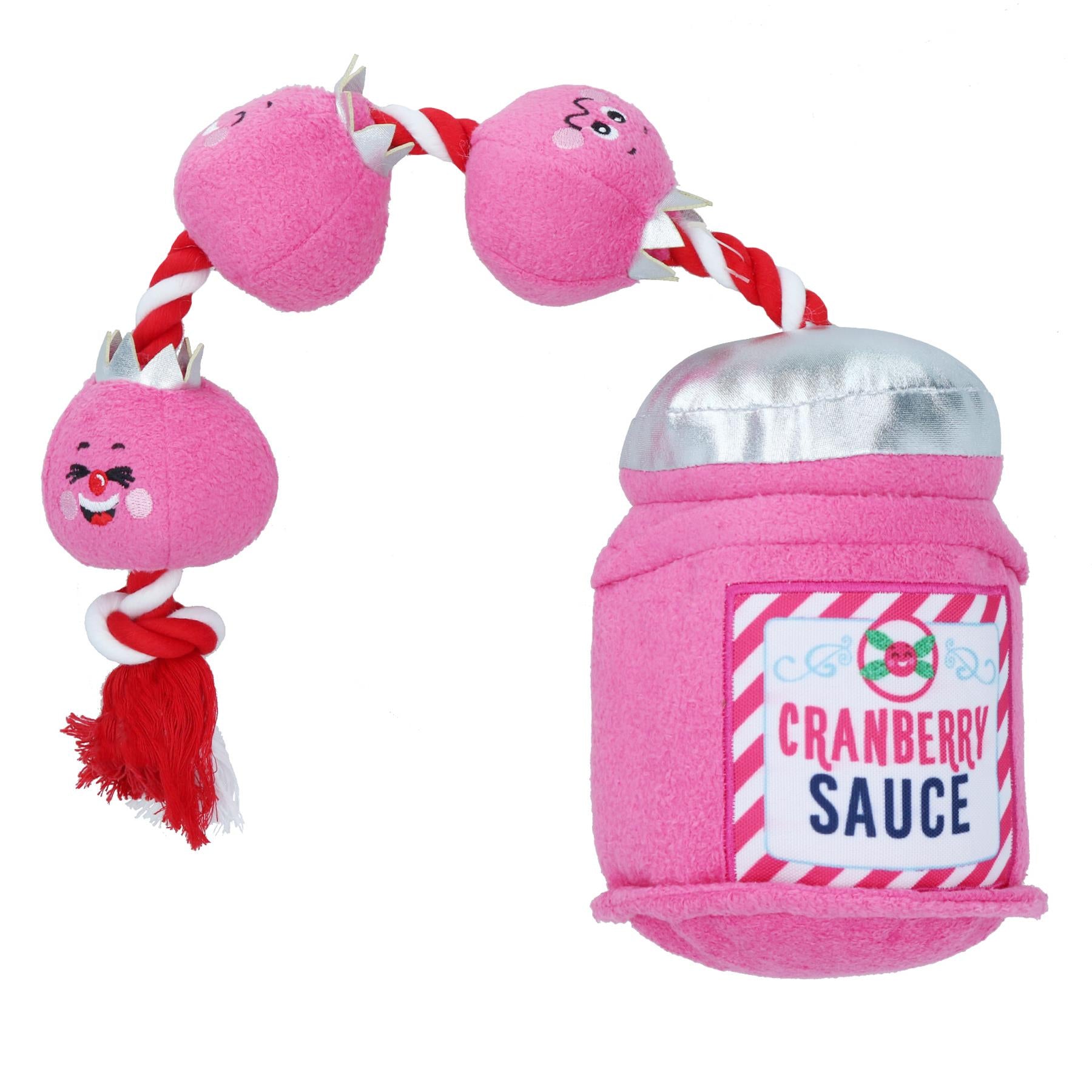 Jouet en peluche pour chien en corde avec sauce aux canneberges de Noël, corde couinante, cadeau de Noël