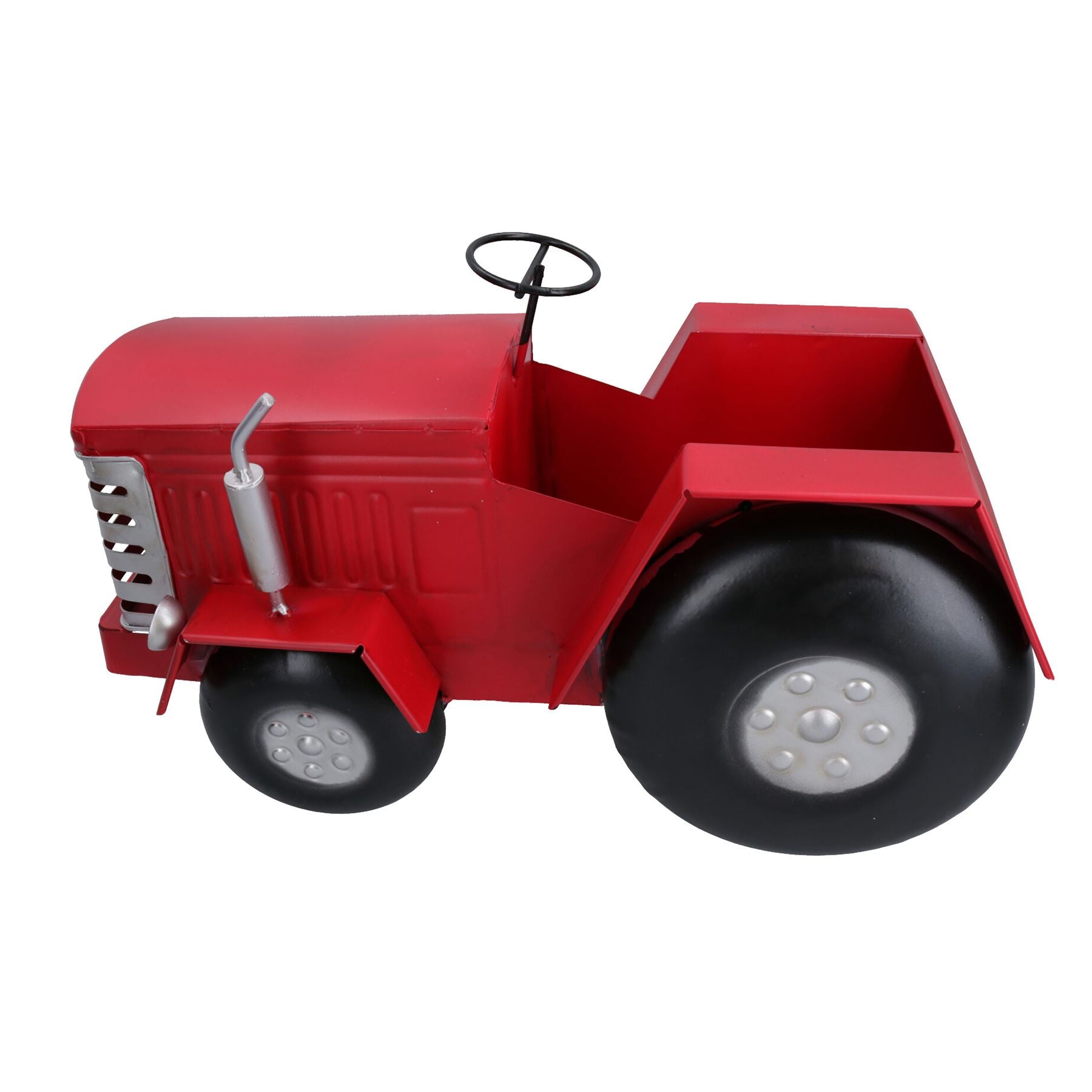Roter Traktor Übertopf Blumentopf Garten Metall Ornament Bauernhof Haus Kräuter