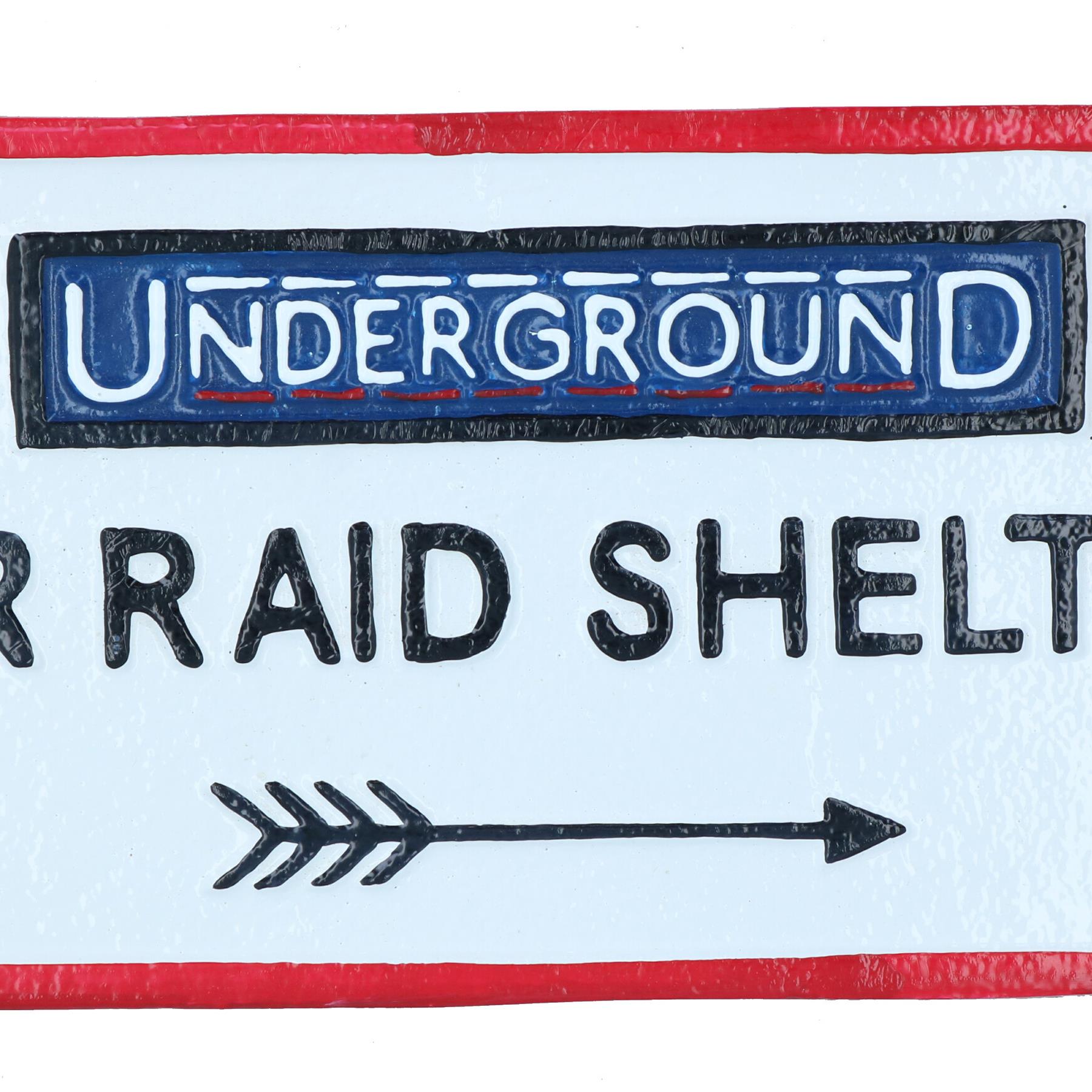 Underground Air Raid Shelter Cast Iron Sign Plaque London Wall House Garden