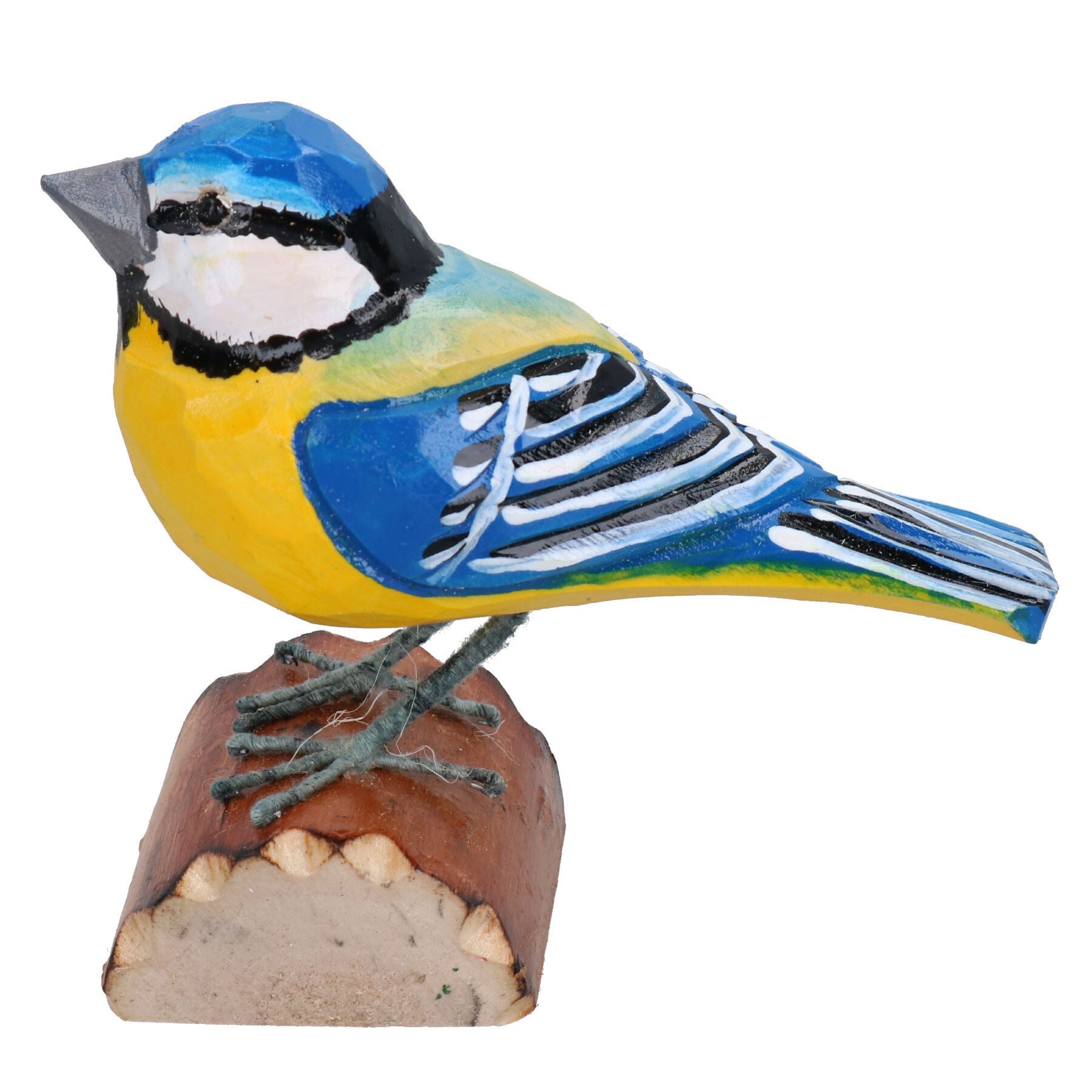 Petit oiseau britannique en métal sculpté à la main en bois mésange bleue décoration de jardin pour la maison cadeau