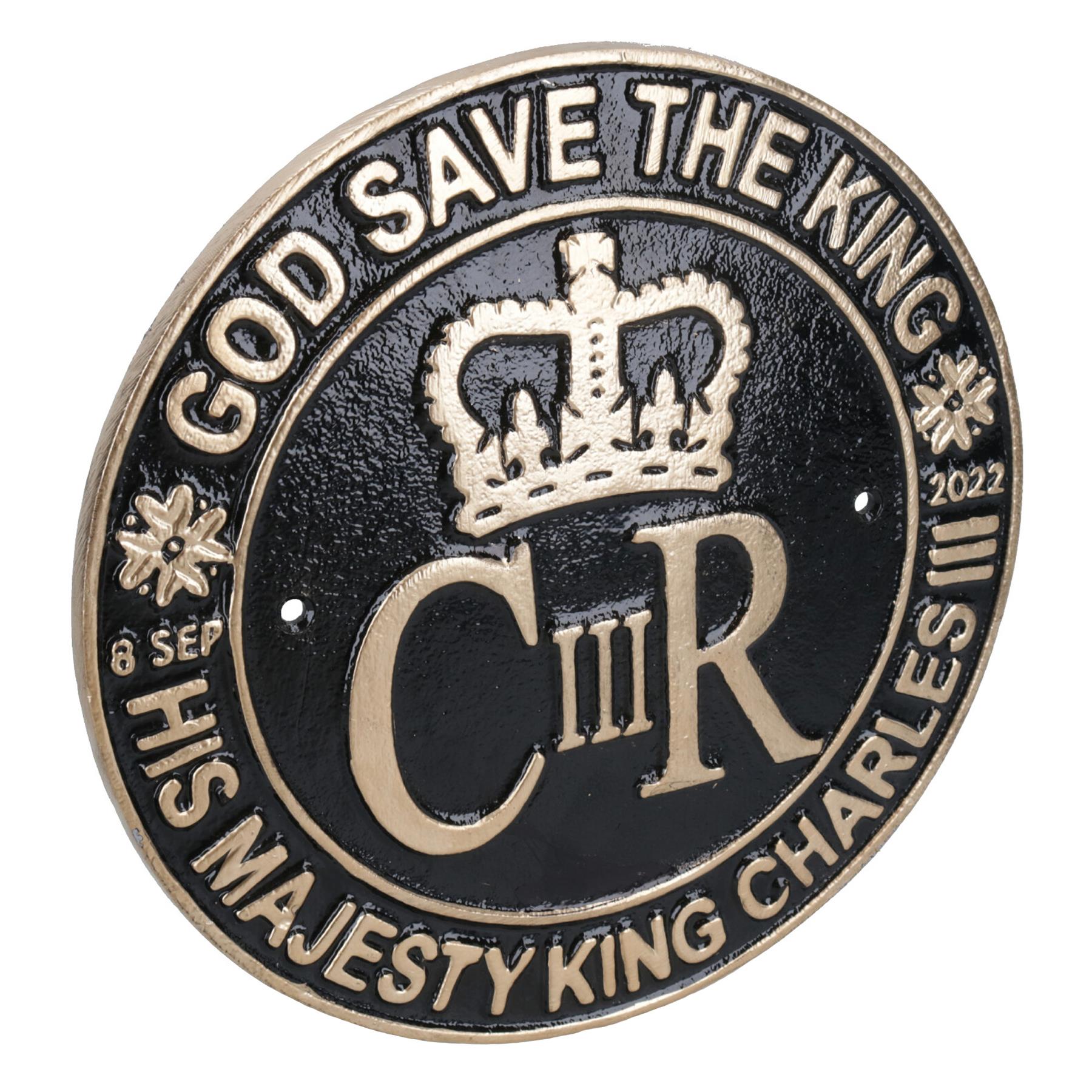 Plaque en aluminium Charles pour porte, mur, maison, portail, roi, royal, GB, Grande-Bretagne