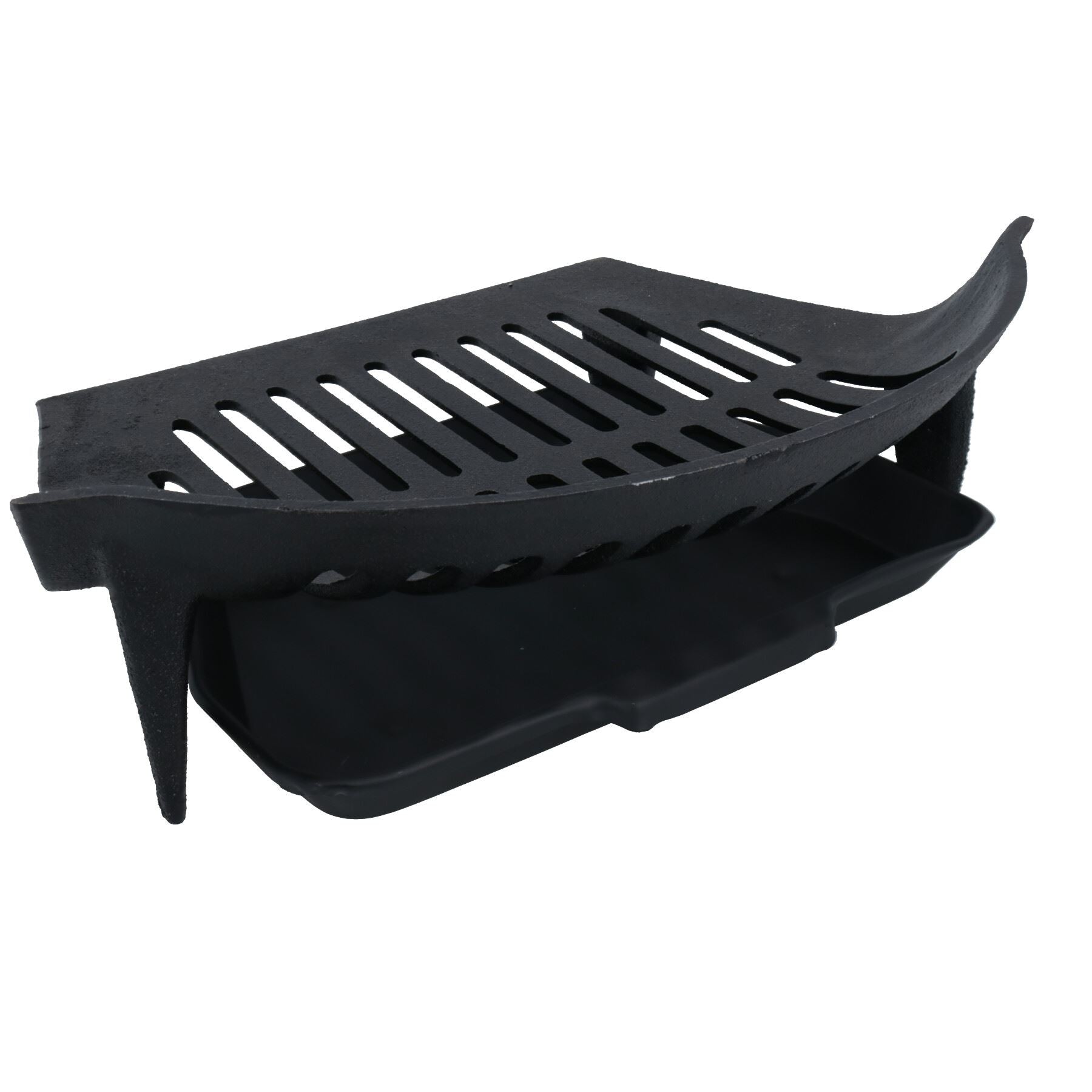 14" Feuerrost, Aschenkasten und Griff für Kamin, Gusseisen, Holzscheit-Kohle-Retter für 16" Feuer