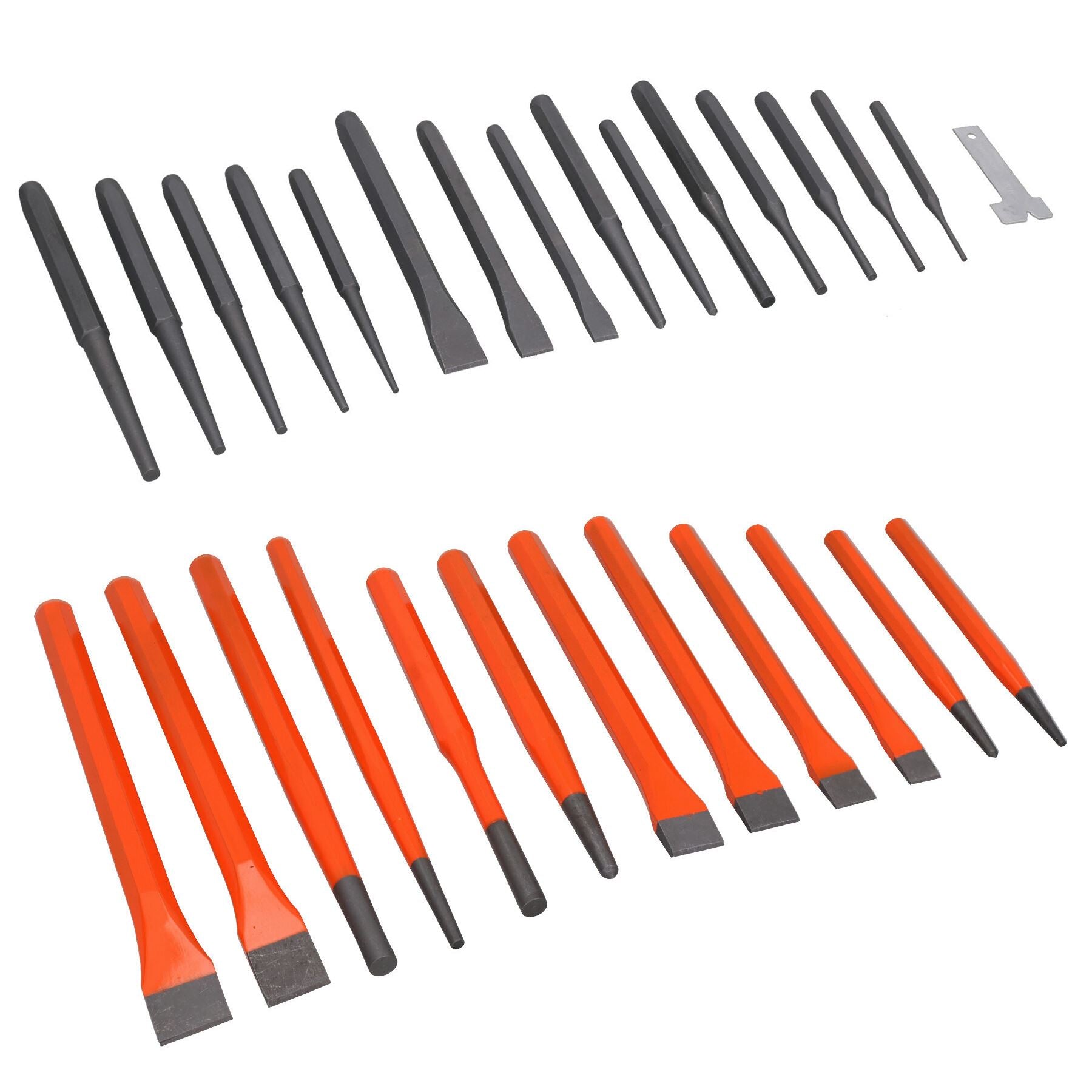 28-tlg. Jumbo-Körner und Meißel, Kegelstift, Mittelmeißel, Parallelstanzen, TE867