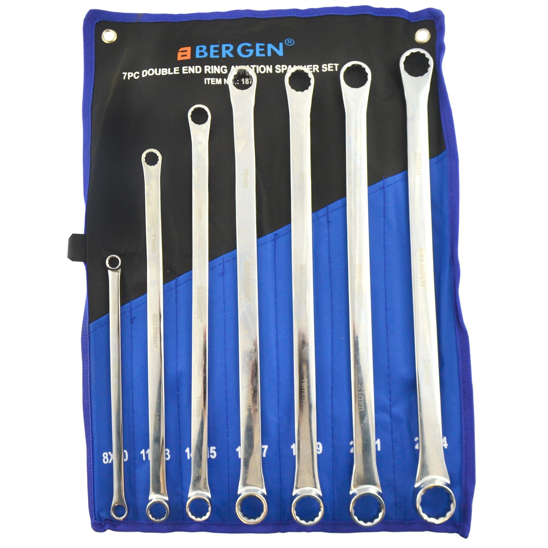 Extra Long Double Ended Ring Spanner Aviation Wrench 8mm - 24mm 7pc Set