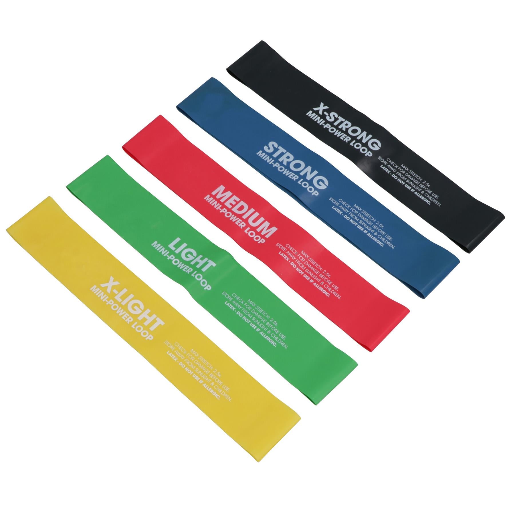Resistance Bands Set of 5 Stretch Loops X-Light - X-Strong for Yoga, Gym, Pilates