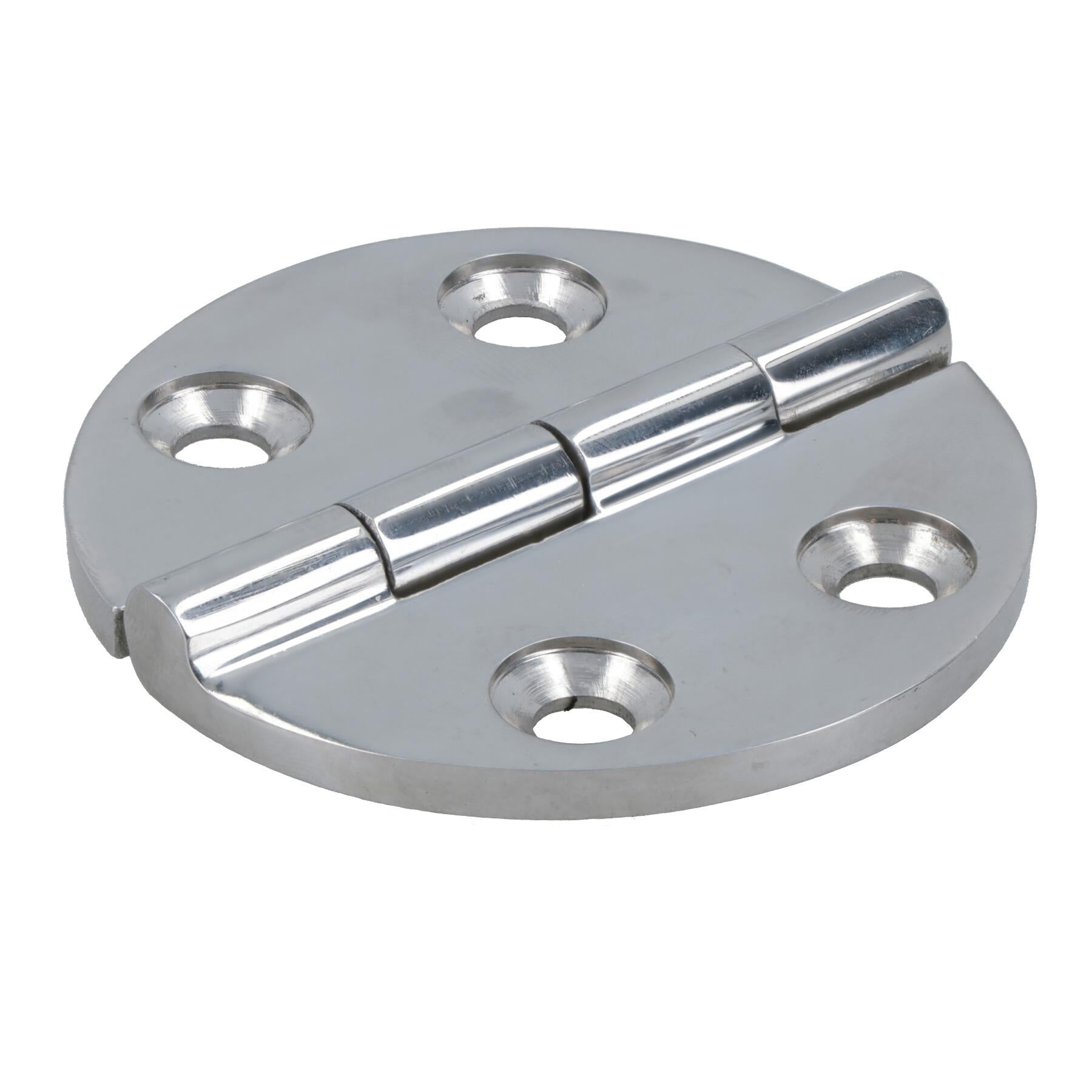 Polished Door Circular Hinge Stainless Steel 64mm diameter 316 Marine Cabin