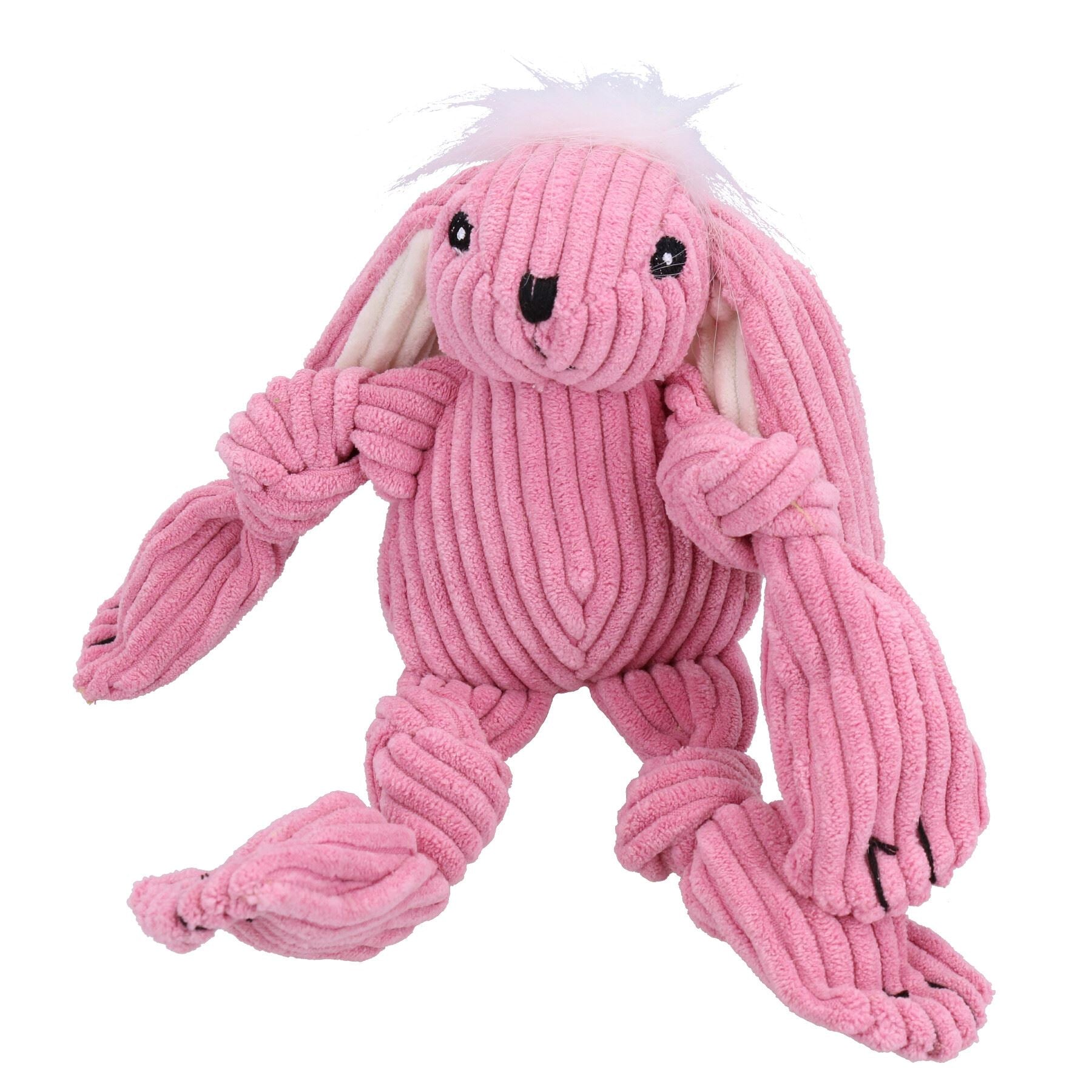 Kleines rosa Häschen Knottie Plüsch langlebig Multi Quietschspielzeug für Hundewelpen 7x13x21cm