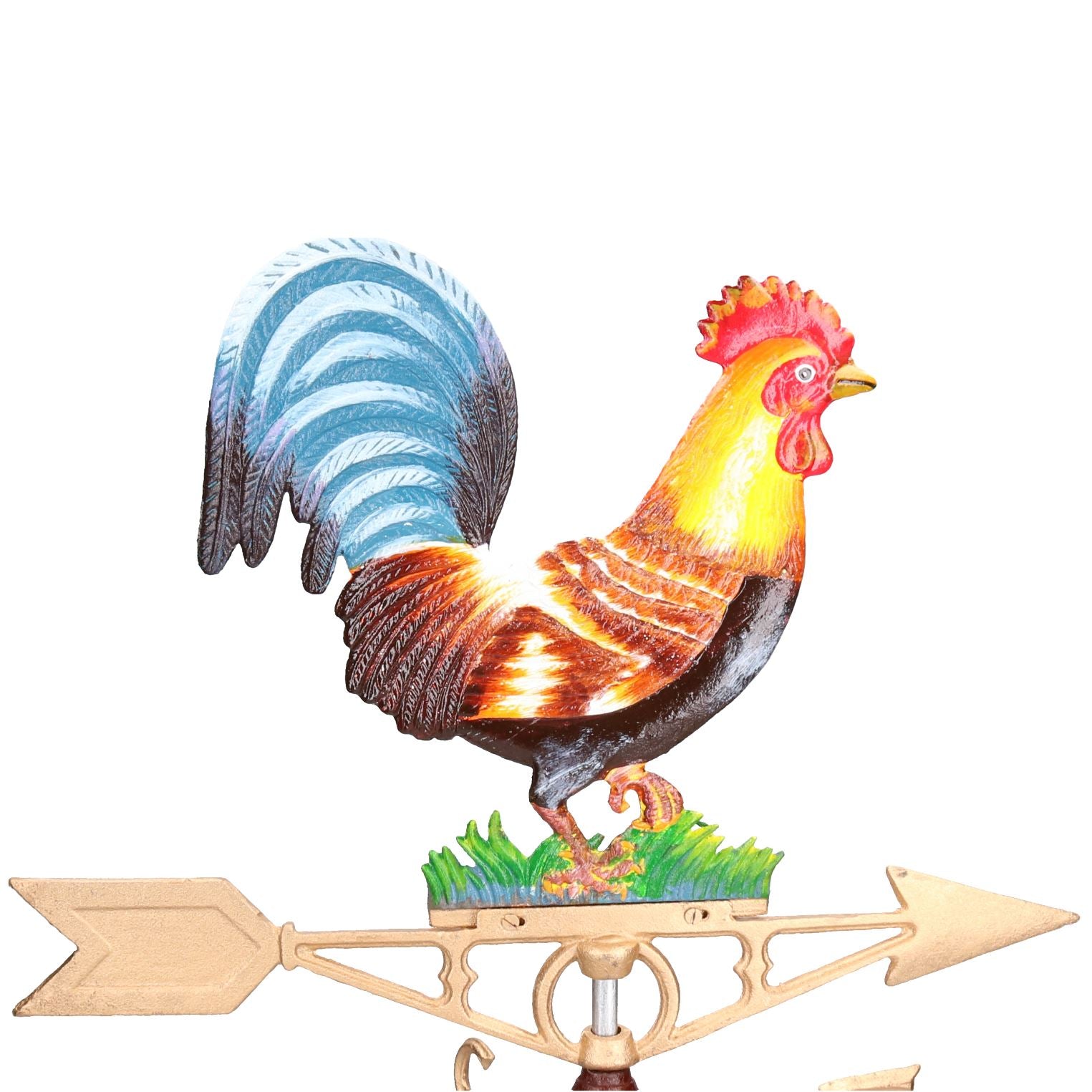 Wetterfahne für Hahn, Huhn, Henne, Wandmontage, goldfarben, für Hausdach, Gusseisen