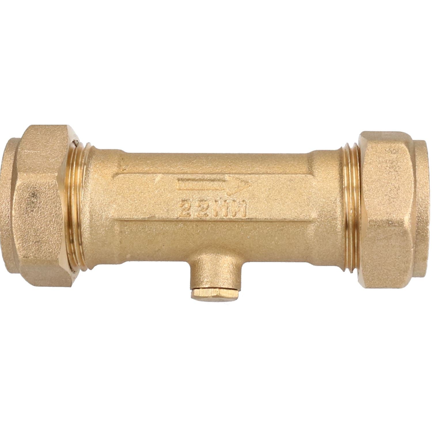 22mm Brass Double Check Valve One-Way Non-Return Compression Fittings WRAS