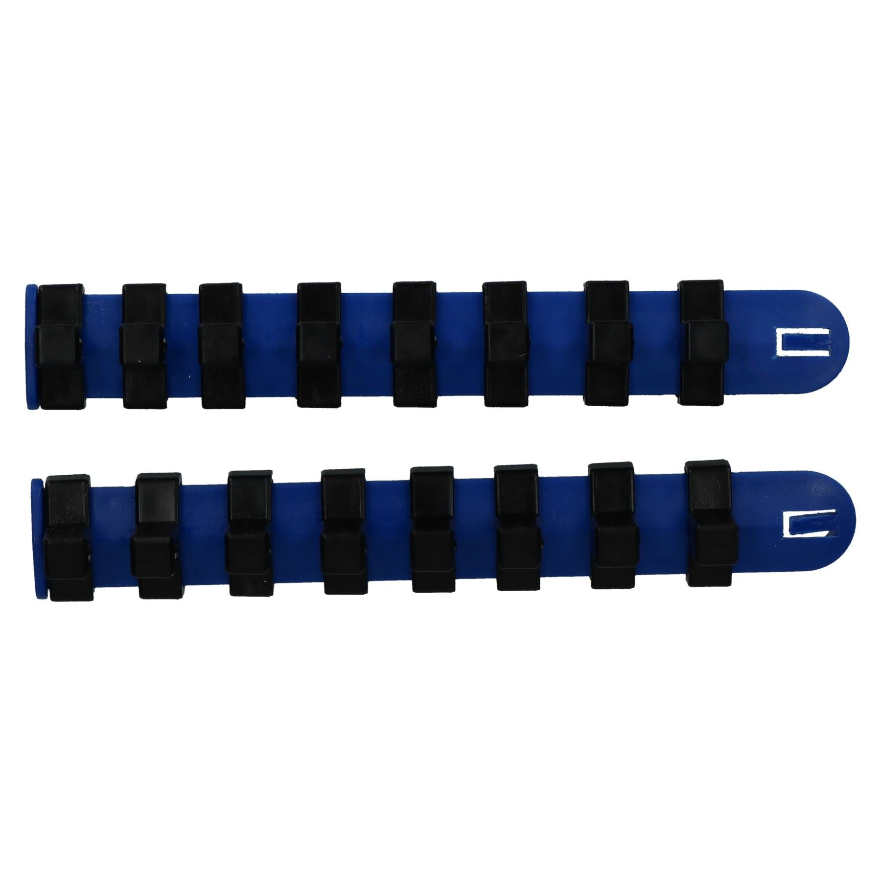 Lot de 2 supports de rangement pour douilles avec rails en plastique pour douilles 3/8" et 16 clips