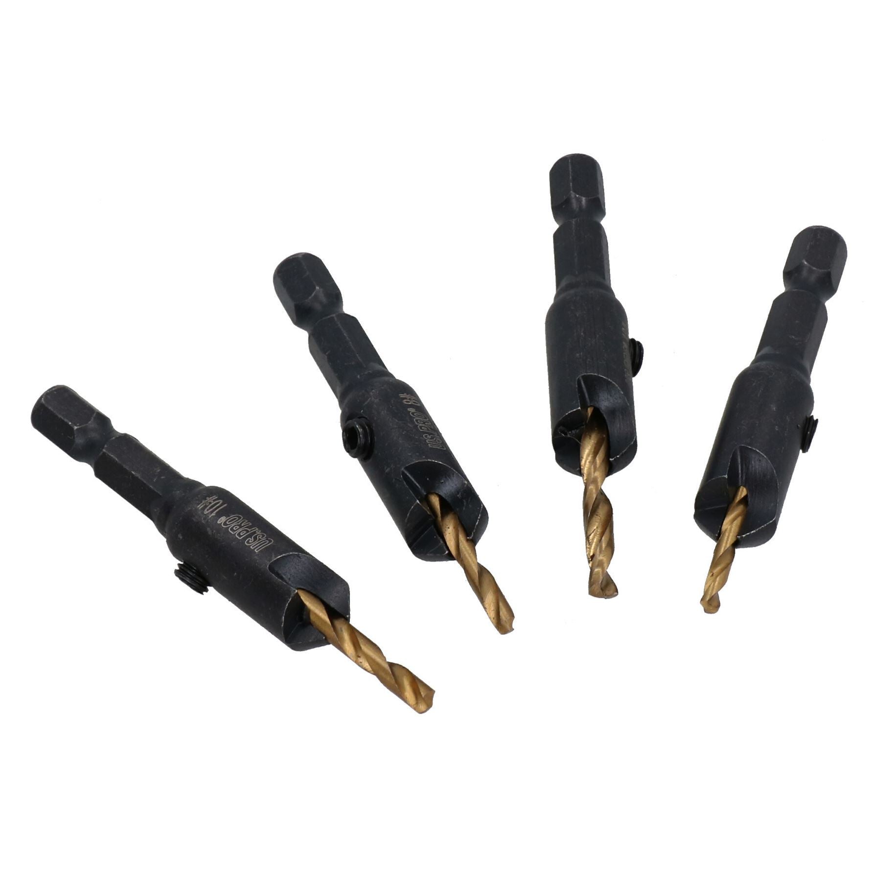 4-tlg. Titanbeschichteter Senker HSS � G Bohrersatz Bohrpilot 2,38 mm - 3,55 mm
