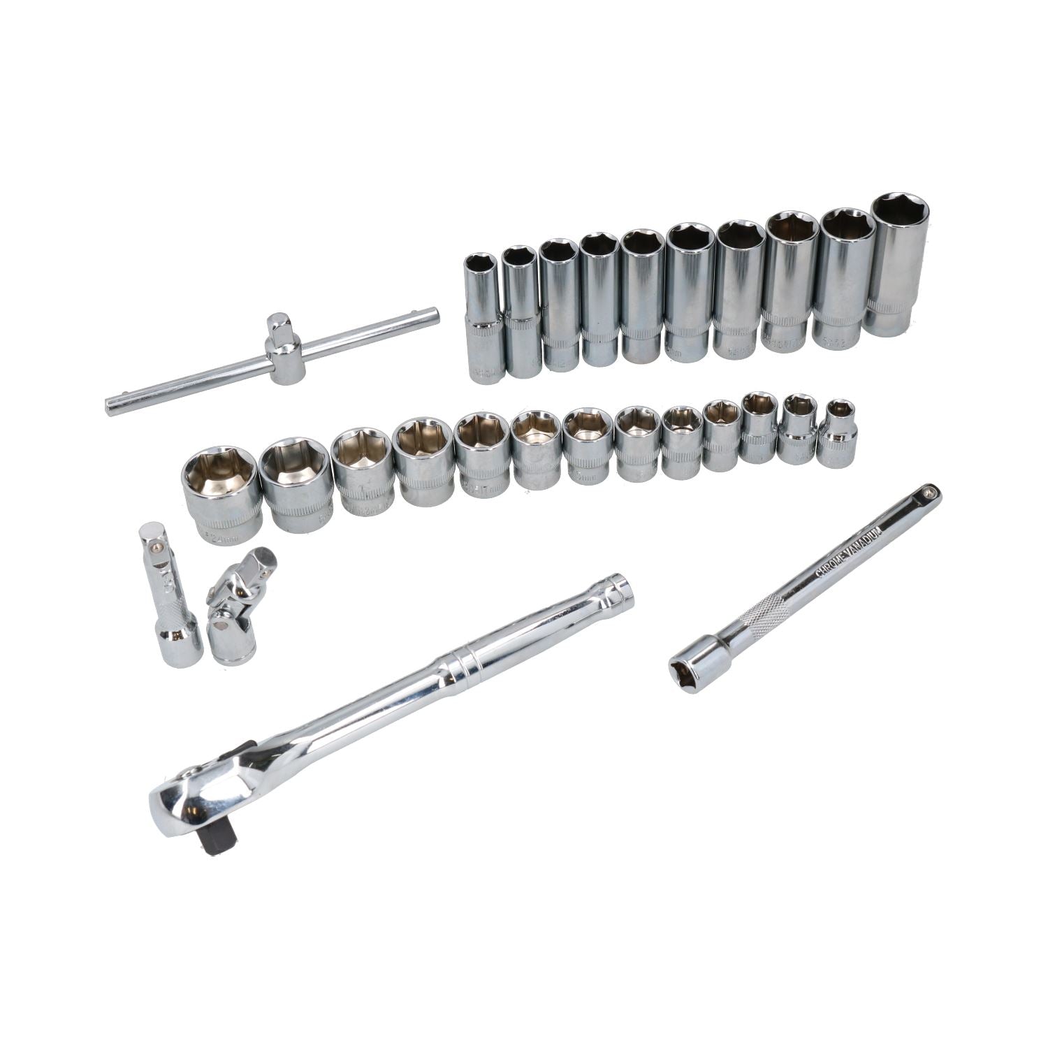 28pc 3/8" Drive Metric MM Shallow + Deep Socket And Accessory Set 8 – 24mm