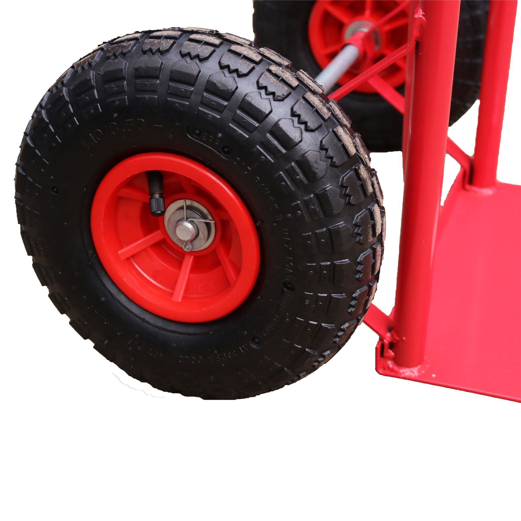 B GRADE Sack Truck 600lb With Pneumatic Wheels Red Steel Hand Trolley Stacker Truck