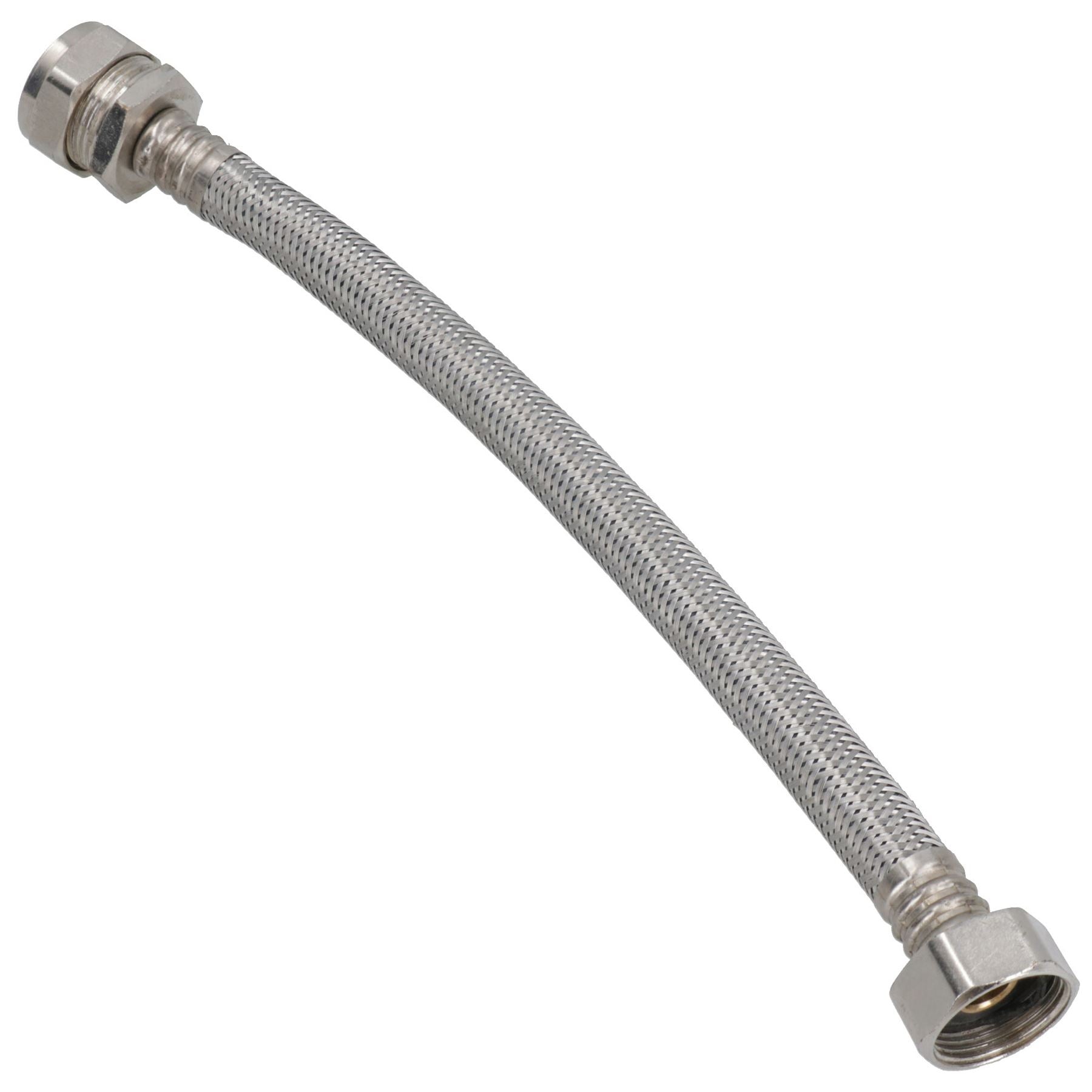 Flexible Compression Tap Connector 22mm x 3/4in 300mm Braided Stainless Steel