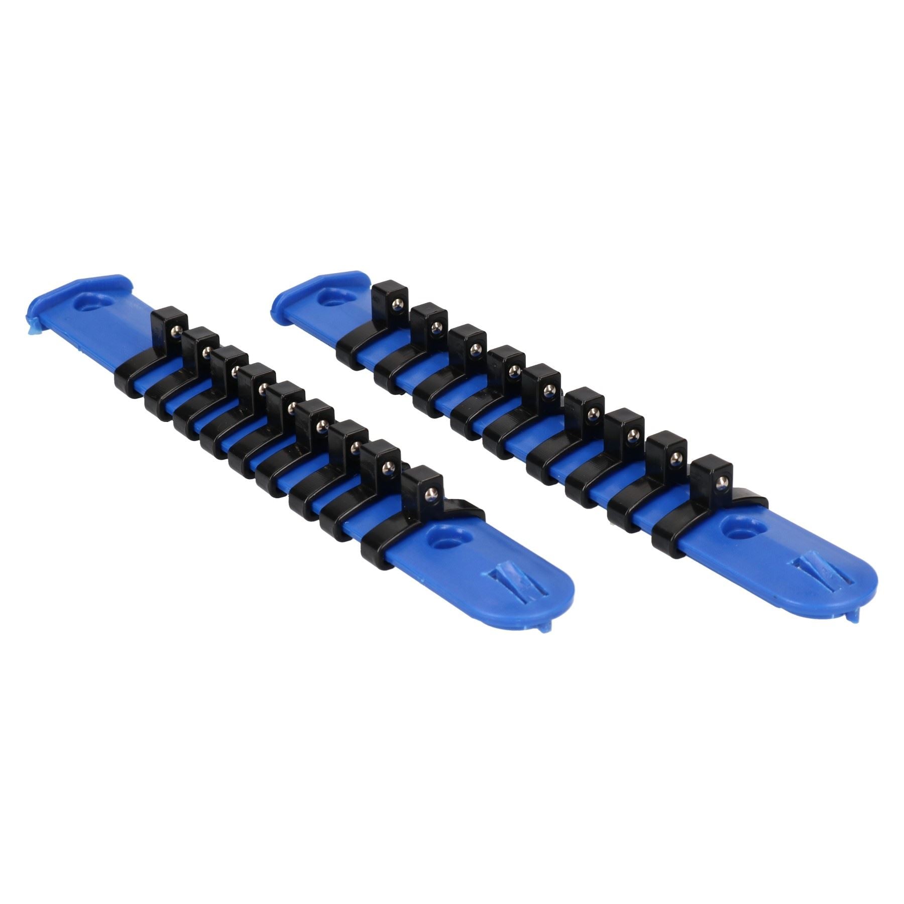 Lot de 2 supports de rangement pour douilles avec rails en plastique pour douilles 1/4" et 18 clips