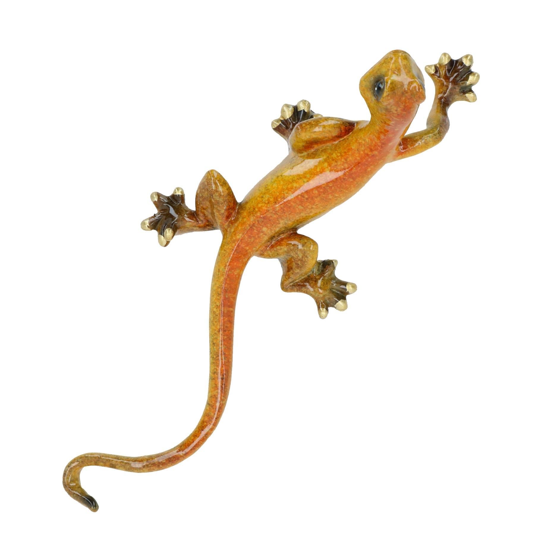 Gelb gesprenkelt Gecko Eidechse Harz Wand Schuppen Skulptur Statue Haus voller Set
