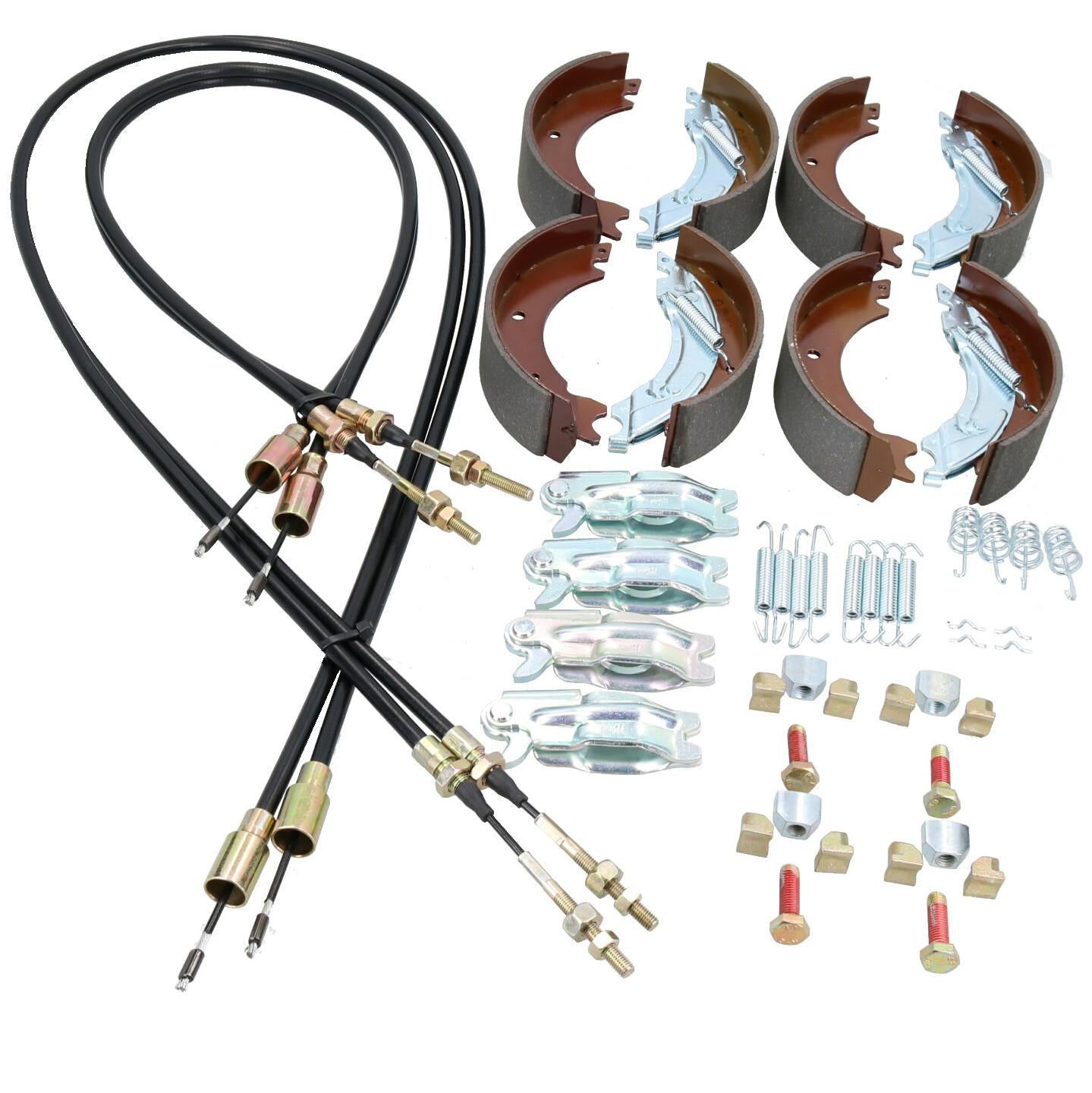 Kit complet de mâchoires et de câbles de frein pour remorque d'usine Ifor Williams GX84 et GX105 2700 kg
