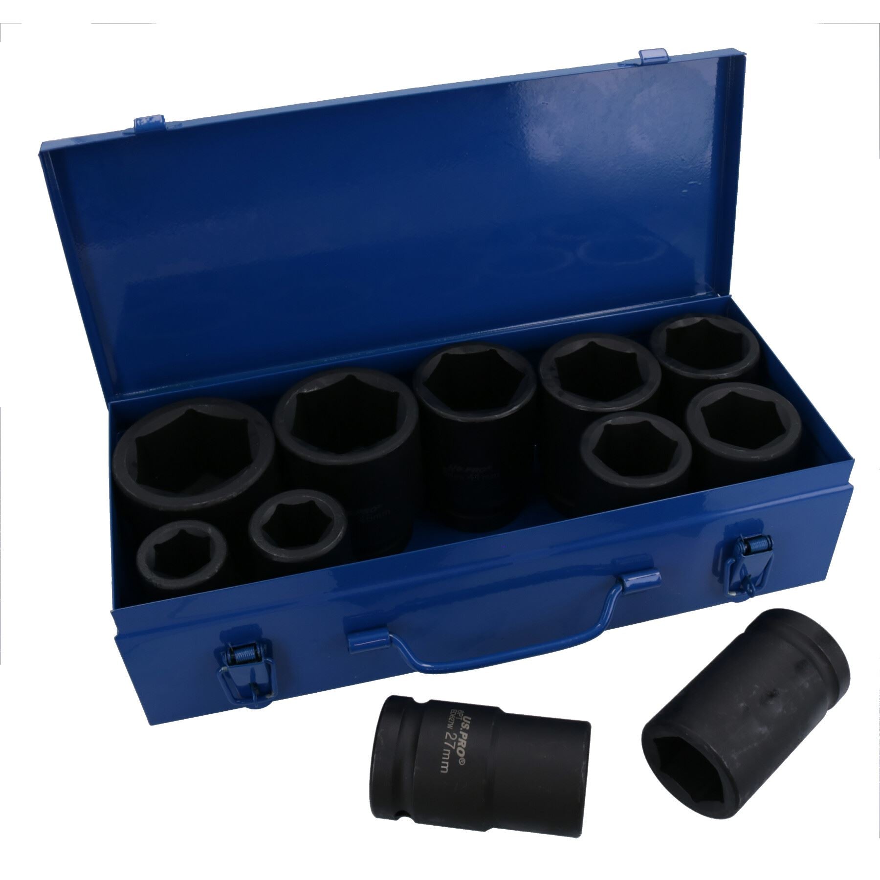 Douilles à chocs métriques profondes MM 1 po 22 mm – 50 mm 6 pans 11 pièces
