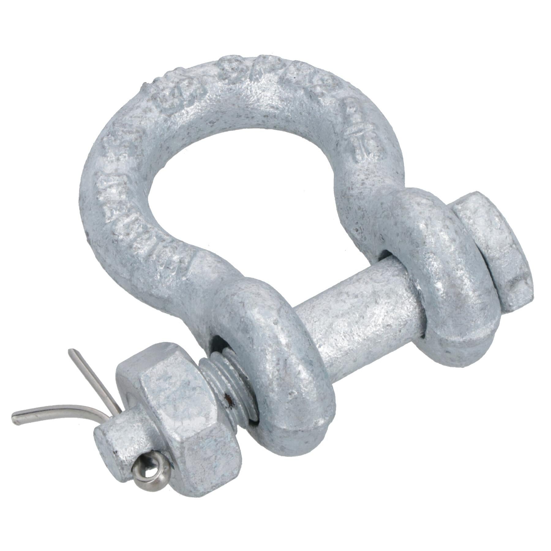 Galvanised Bow Shackle Safety Pin 5/16in (8mm) 0.75T to US Fed Spec