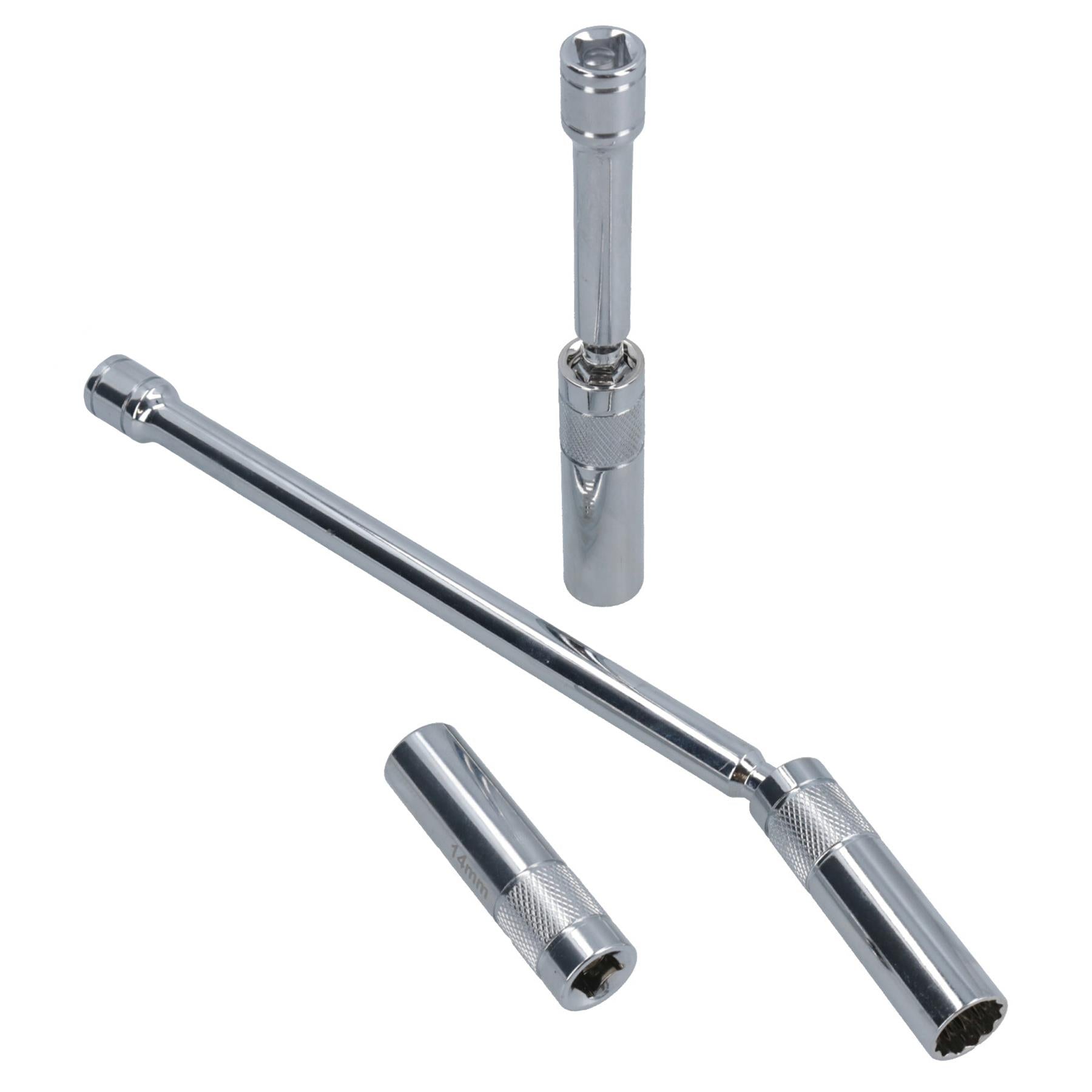 Douilles magnétiques à paroi mince pour bougies d'allumage de 14 mm avec pivot à 360 degrés, 3 pièces