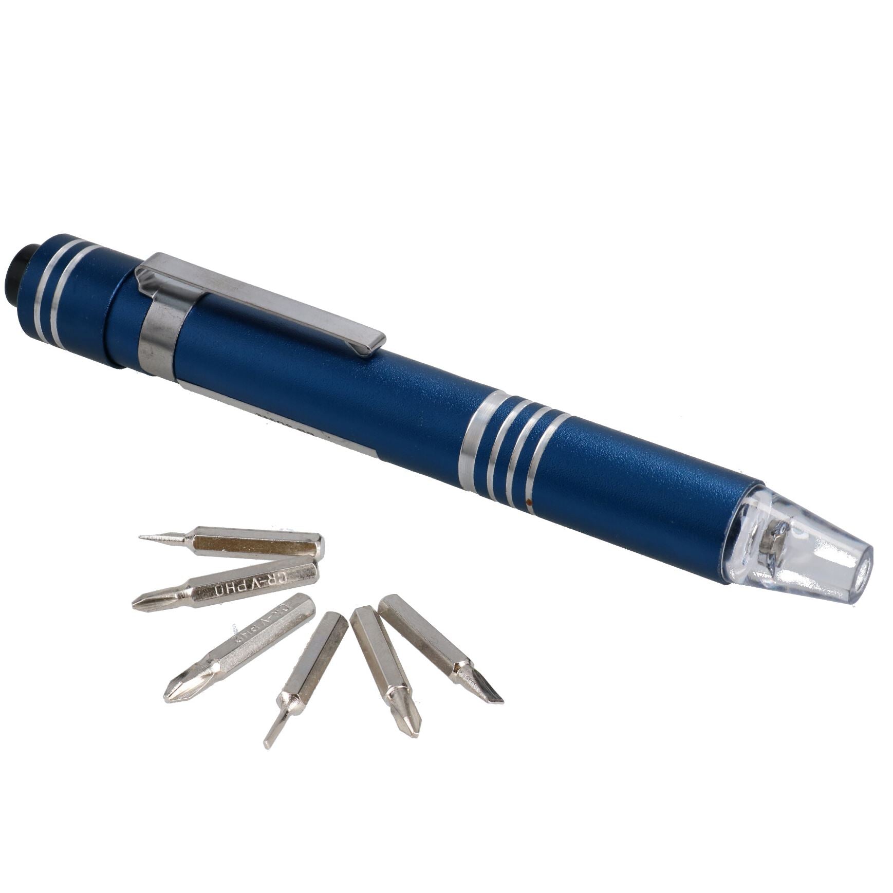 6 in 1 LED Precision Screwdriver Magnetic Pocket Pen Slotted Flathead Phillips