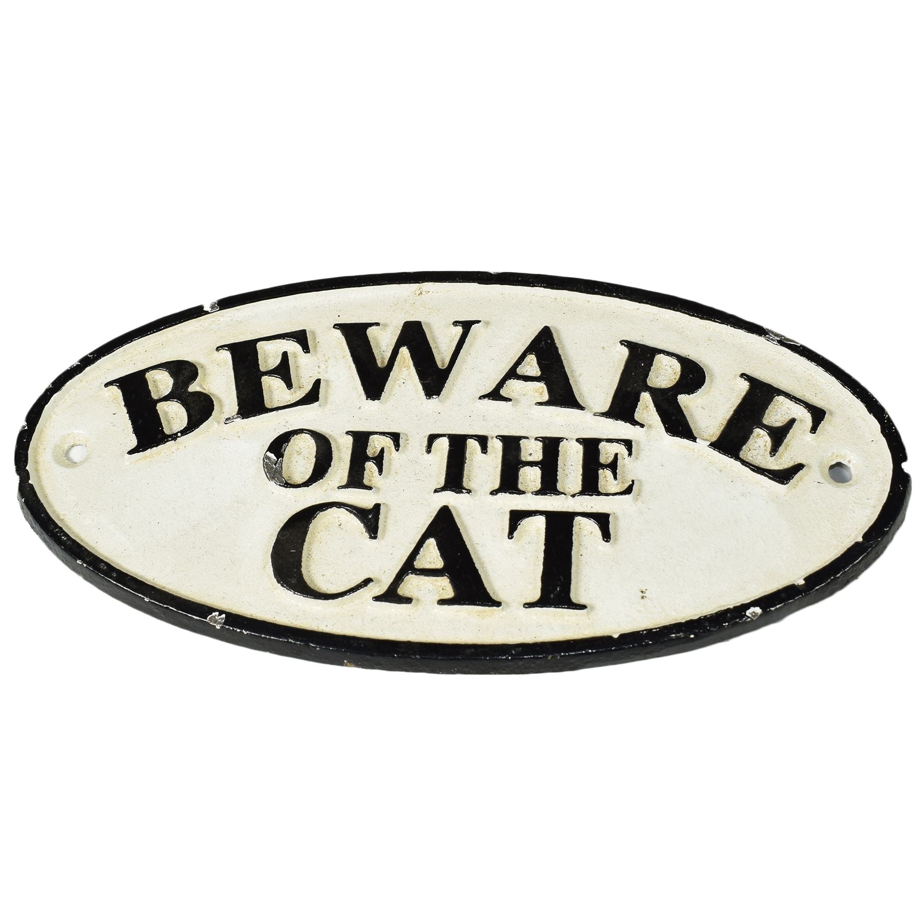"Beware of Cat" Cast Iron Sign Plaque Door Wall House Fence Gate Post Garden