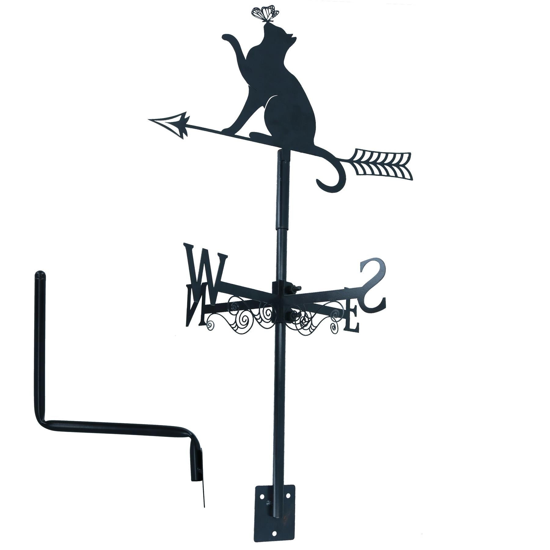 High Quality Black Metal Cat Silhouette Weather Vane Animal Lover Gift