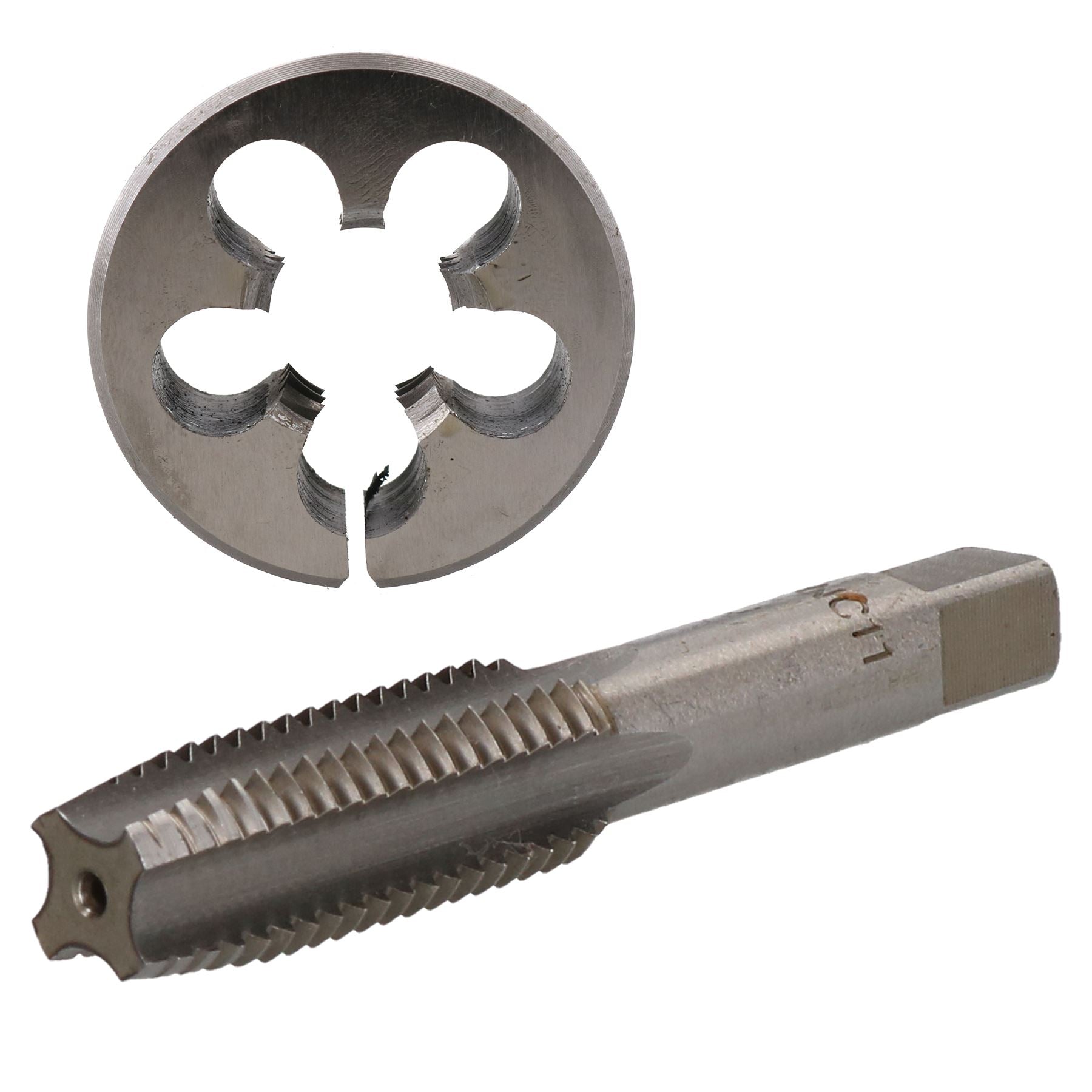 Taraud et filière UNC 1/4" - 5/8" en acier au tungstène et filière fendue 38 mm