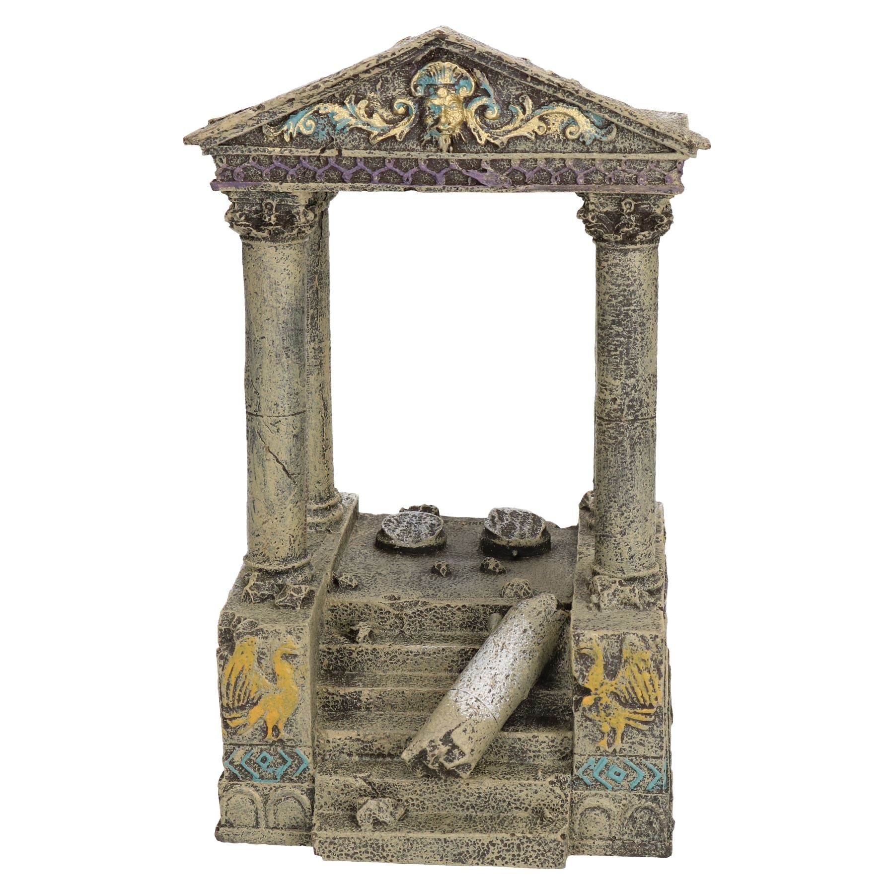 Décoration d'aquarium aquatique - Ornement de ruines et marches de temple - 11 x 13 x 20 cm