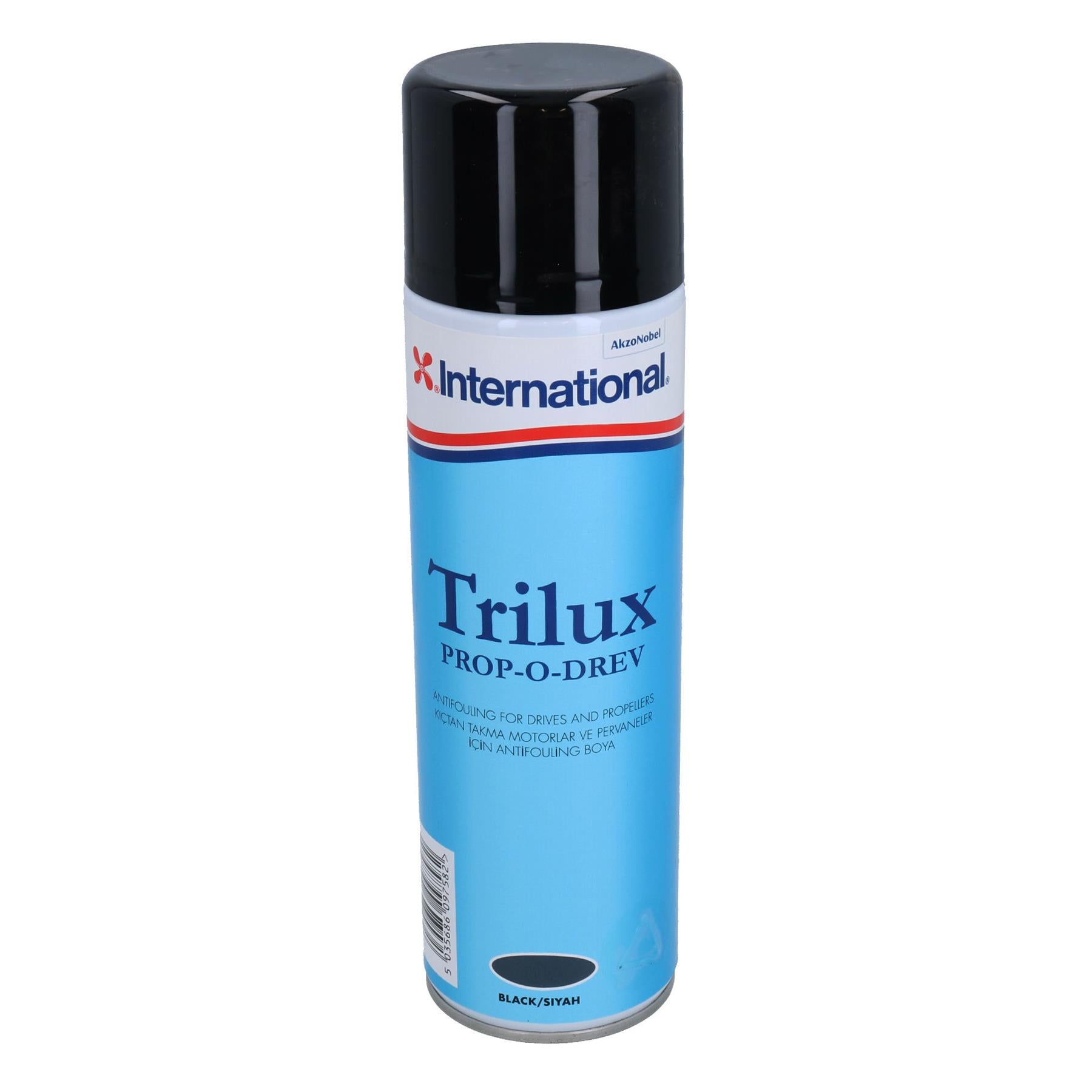 International Trilux Prop-O-Drev Black Hard Antifouling Spray Paint Outdrive