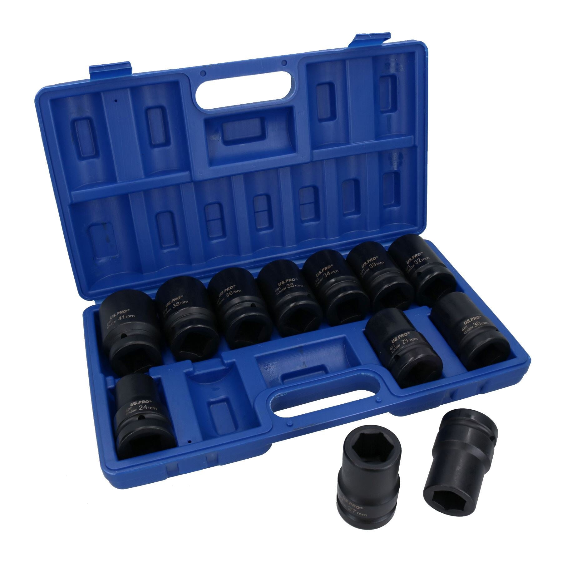 1" Drive Amboss Druckluft-Schlagschrauberpistole 2200Nm 12 Steckschlüsseleinsätze 24 – 41 mm + Verlängerungen