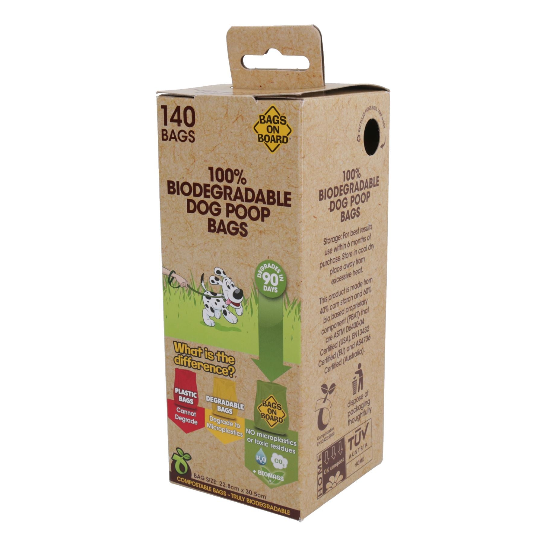 Rouleaux de crottes de chien 100 % biodégradables à base d'amidon de maïs 140 sacs Accessoire de promenade pour chien