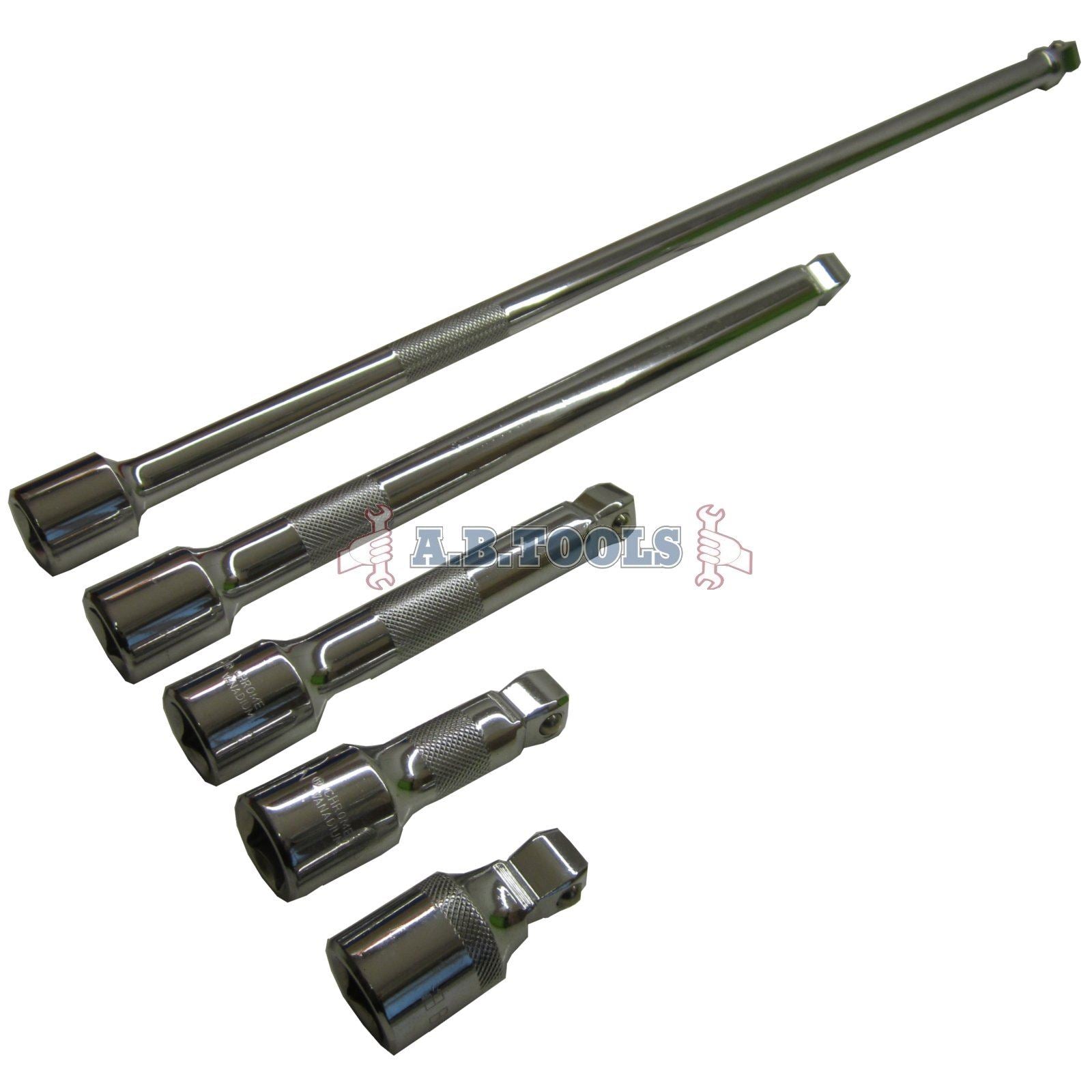 Jeu de rallonges à cliquet à douille oscillante 1/2" 50 mm - 450 mm, lot de 5 pièces