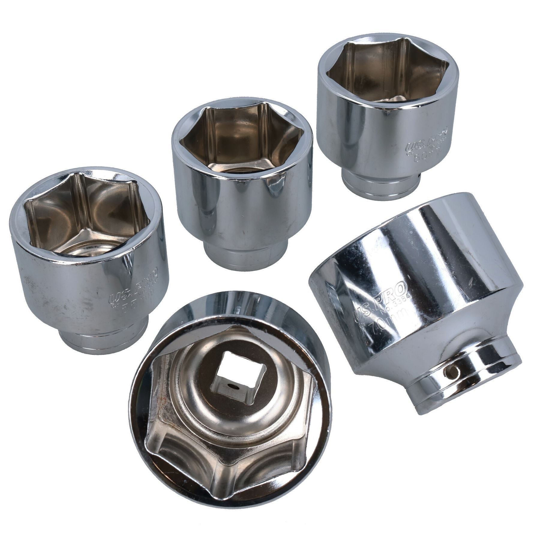 Umschaltknarre mit 3/4-Zoll-Antrieb und robuster Ausführung + 5 flache metrische Stecknüsse 55 – 70 mm