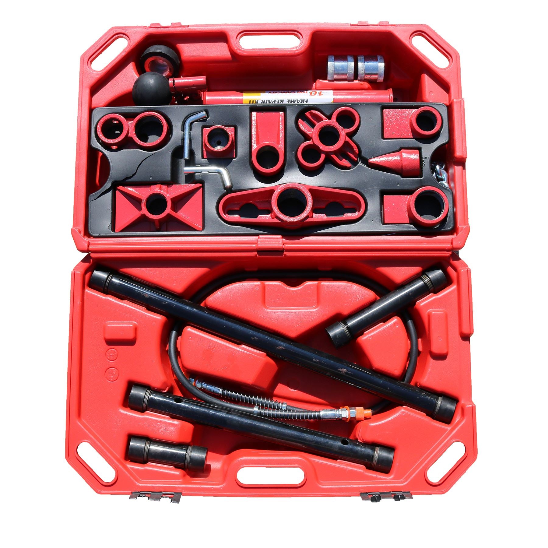 Kit d'outils de réparation de carrosserie automobile hydraulique portable de 10 tonnes avec vérins de poussée et de traction Porta Pack