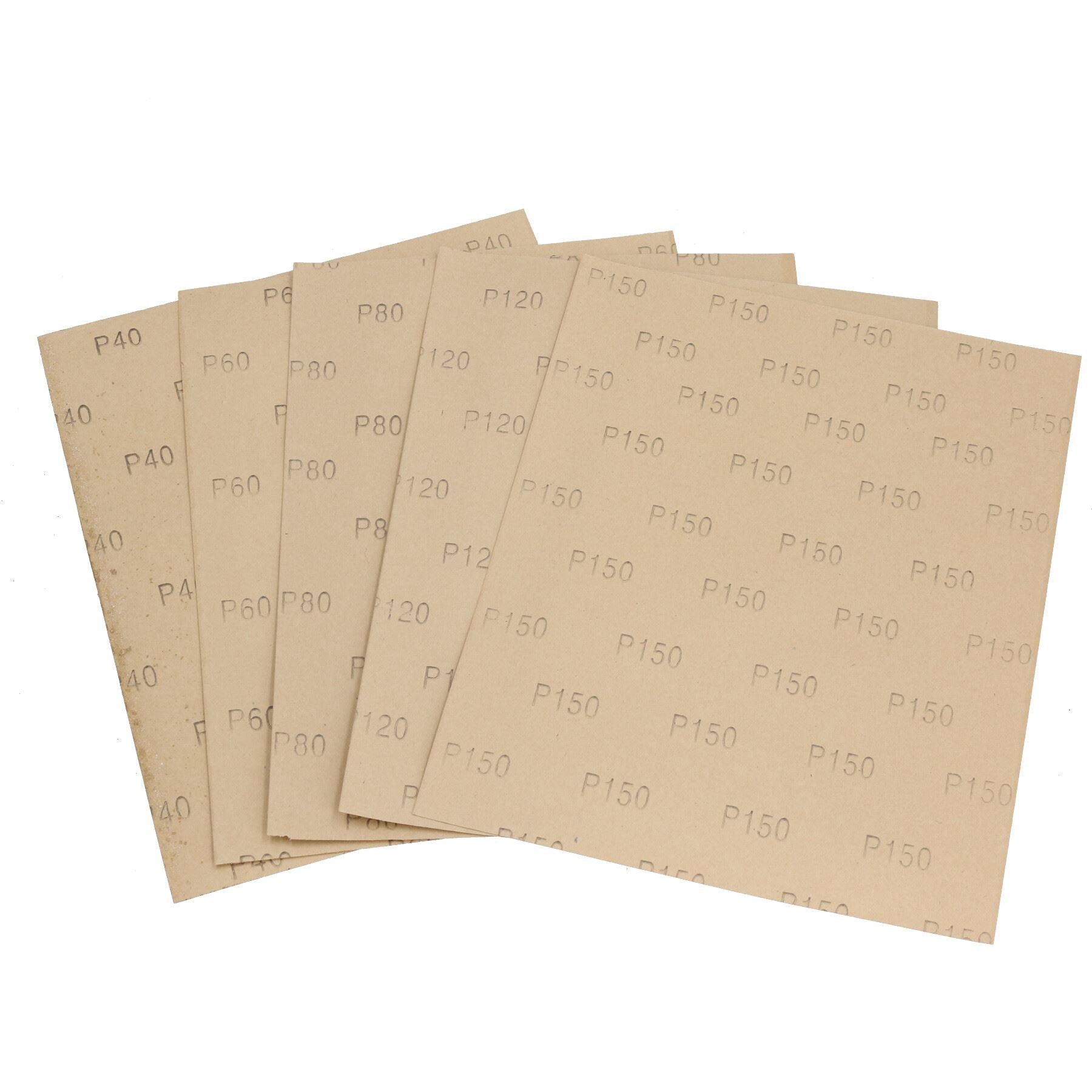 Feuilles de papier de verre à grains variés de 40 à 150 grains abrasifs mixtes
