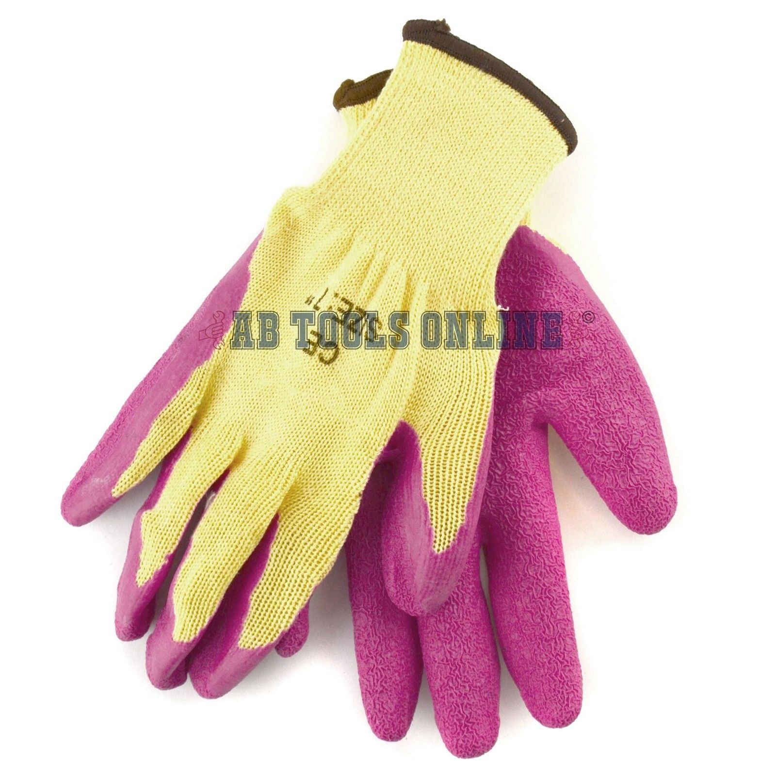 7" Builders Protective Gardening DIY Latex Rubber Coated Work Gloves Pink x 10