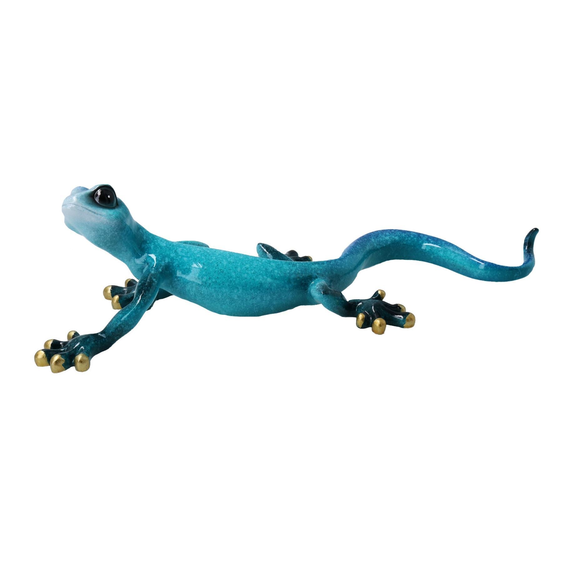 Blue Speckled Gecko Lizard Resin Wall Shed Sculpture House Statue Full Set