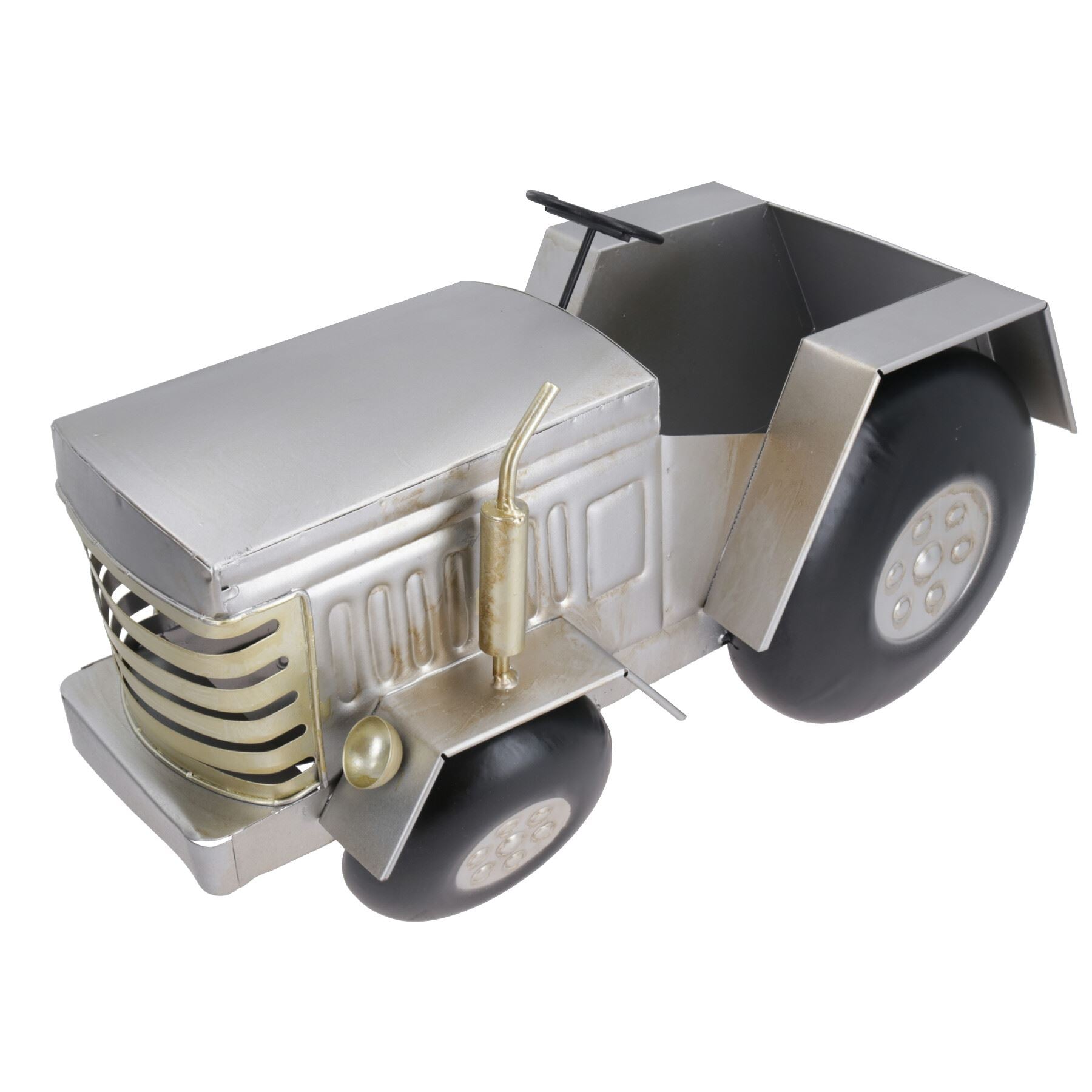Grau/Splitter Traktor Pflanzer Blumentopf Garten Metall Ornament Bauernhof Haus