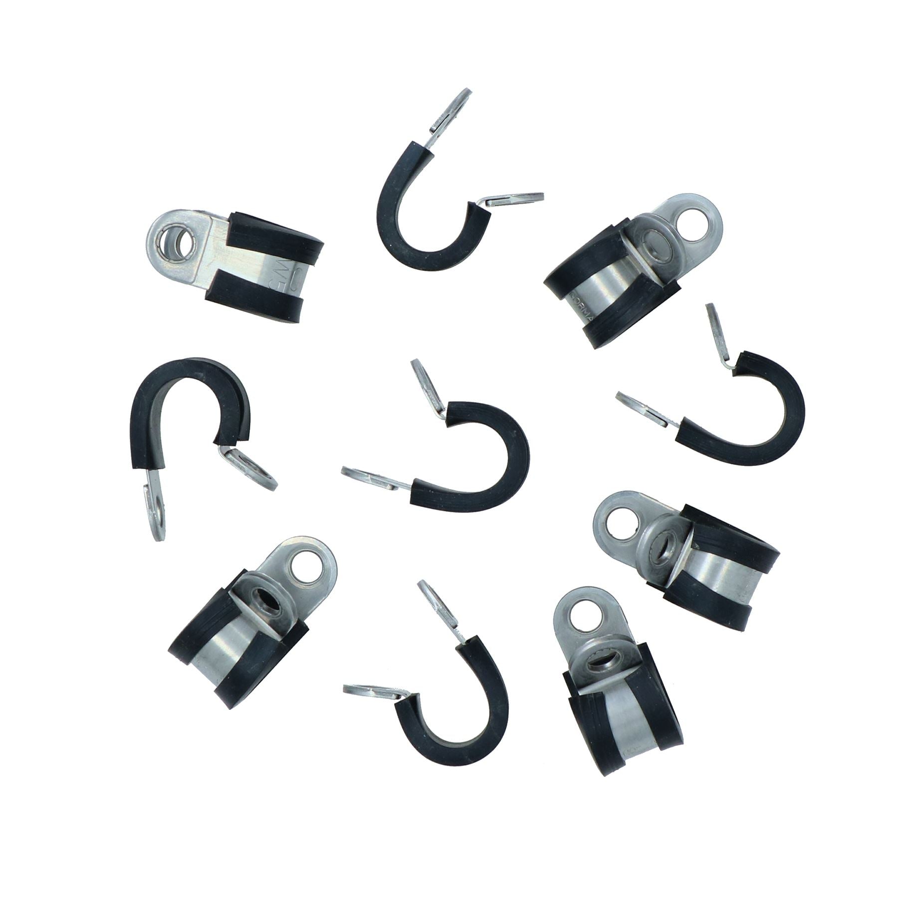 Pack of 10 Stainless Steel Rubber Lined P Clips Pipe Cable Clamp