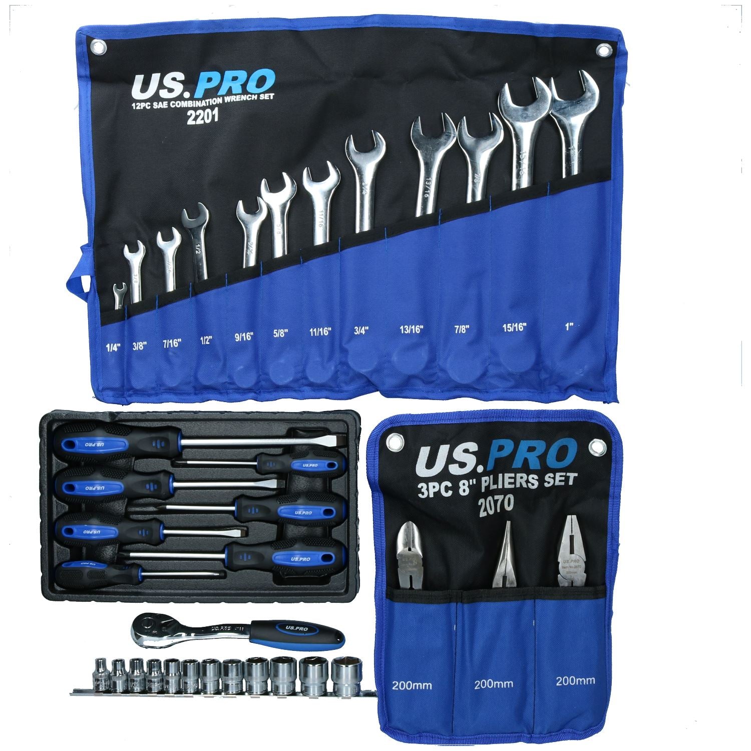Kit d'outils AF professionnel pour voitures classiques Douilles Clés Tournevis Pinces Sac