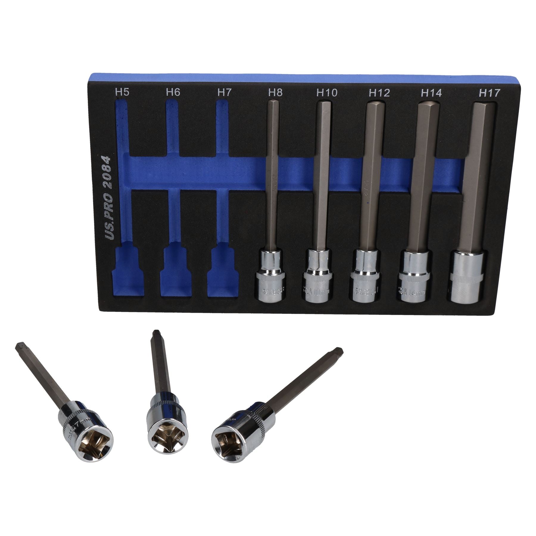 1/2" Drive Allen Hex Key Sockets Extra Long 140mm 5mm - 17mm 8pc Set