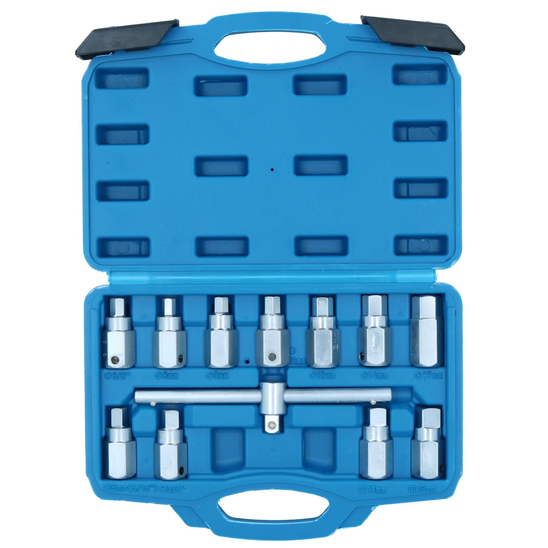 12pc Oil Drain Plug Key Set For Gear Boxes Back Axles Gearbox Hex + Square Bits
