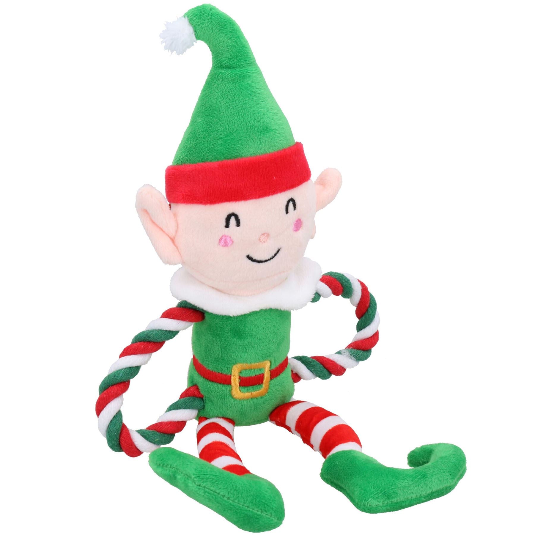 Cadeau de Noël pour chien Nice Ropee Elve Jouet en peluche festif en corde Cadeau de Noël