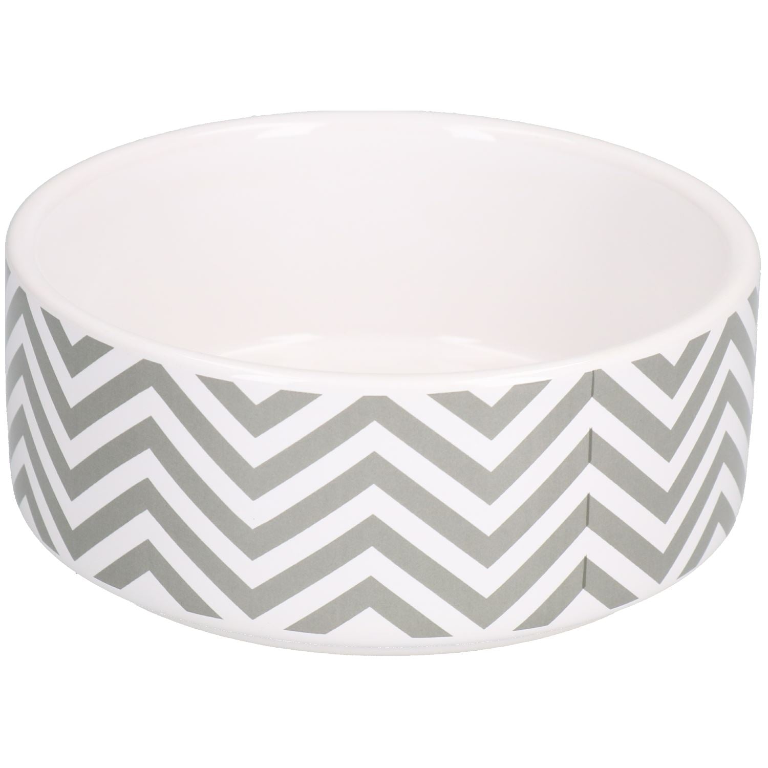 Futternapf für kleine Hunde, Futter- und Wassernapf mit Chevron-Muster, Grau, 13 cm, 400 ml